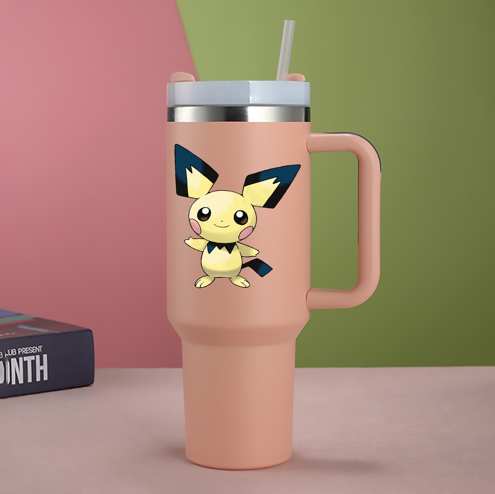 （画像用） ポケットモンスター Pokémon 1200mL車用タンブラー - クリスタルステッカー（プラスチックストロー付き）