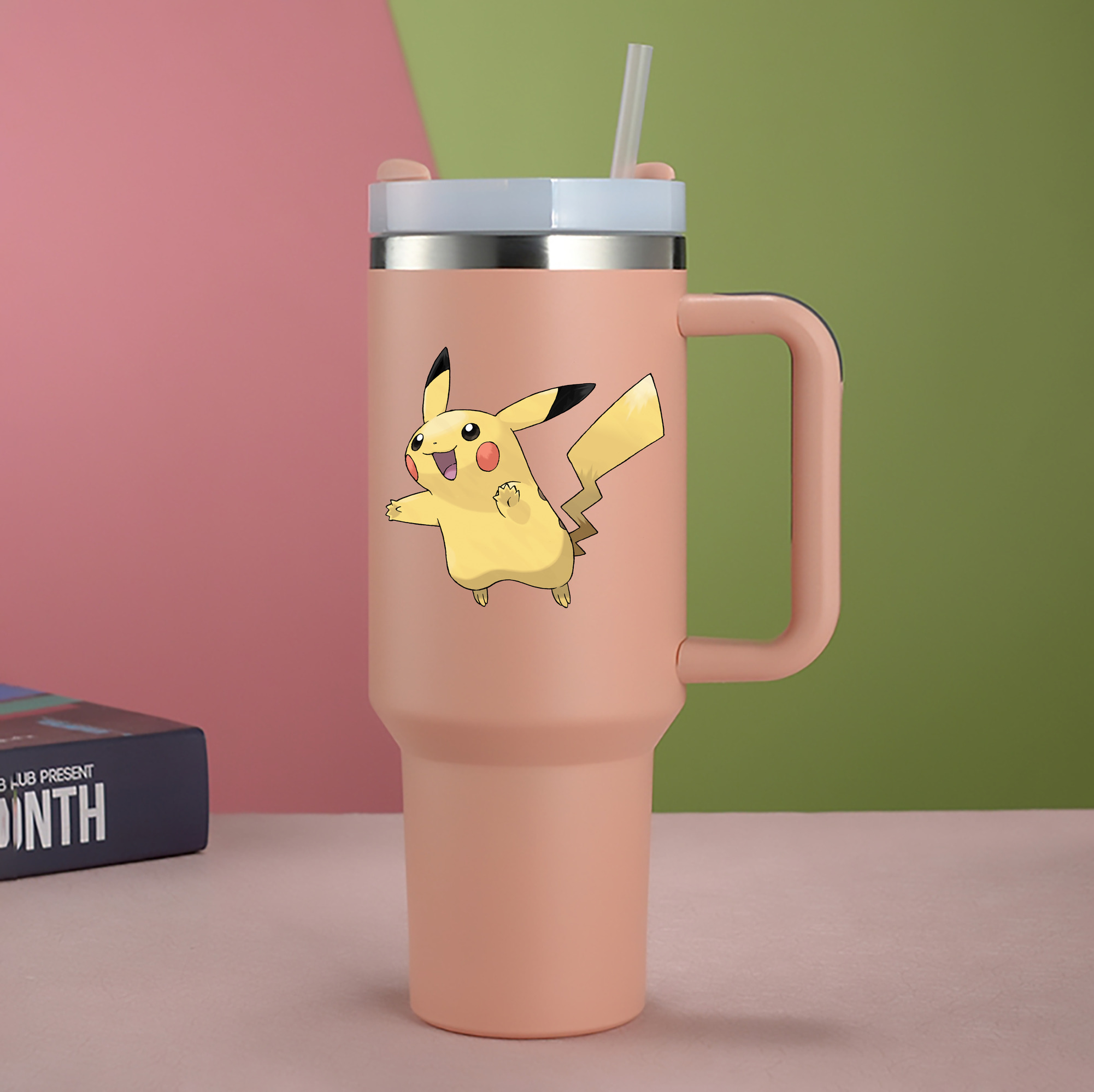 （画像用） ポケットモンスター Pokémon 1200mL車用タンブラー - クリスタルステッカー（プラスチックストロー付き）