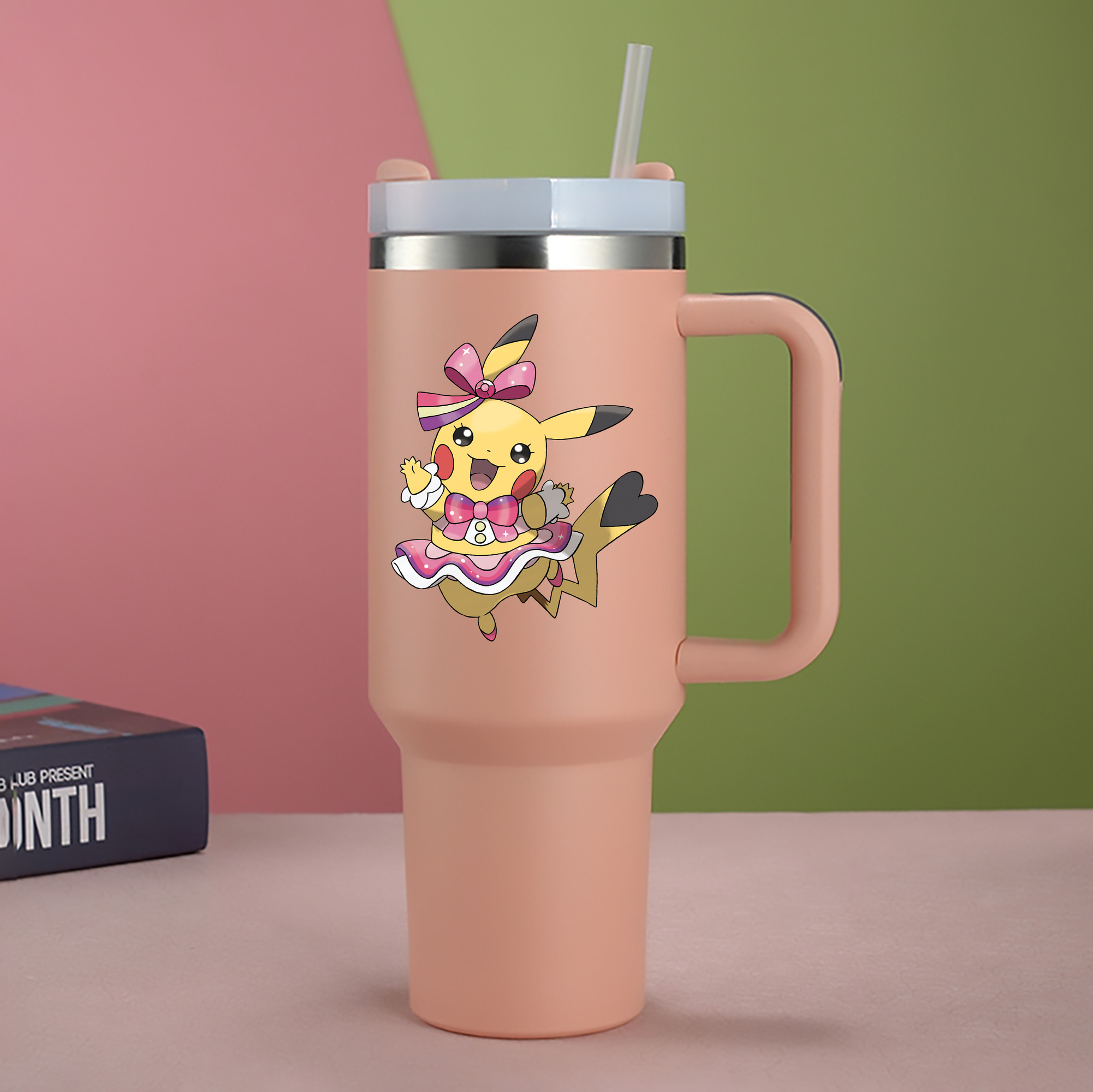 （画像用） ポケットモンスター Pokémon 1200mL車用タンブラー - クリスタルステッカー（プラスチックストロー付き）