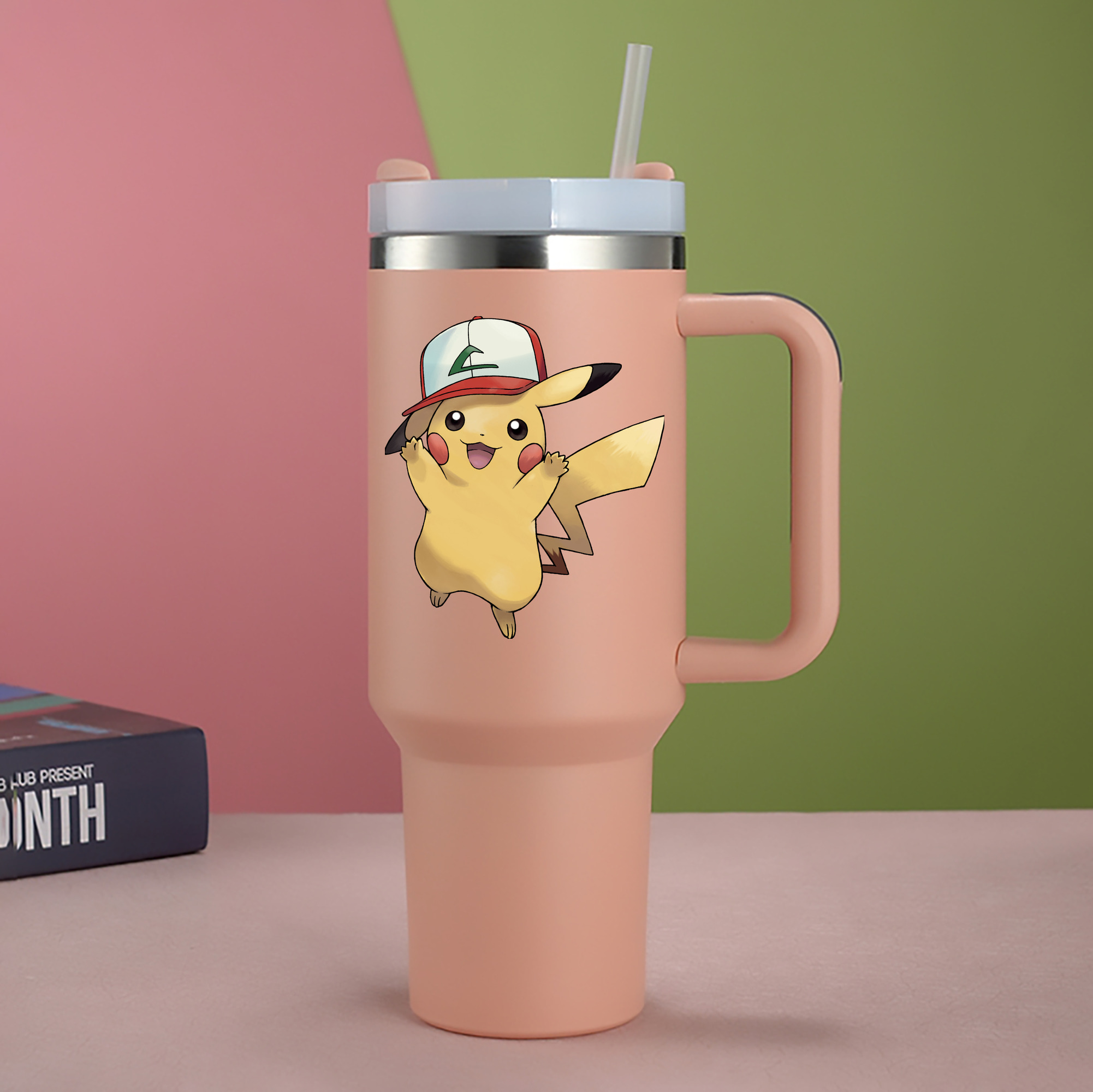 （画像用） ポケットモンスター Pokémon 1200mL車用タンブラー - クリスタルステッカー（プラスチックストロー付き）