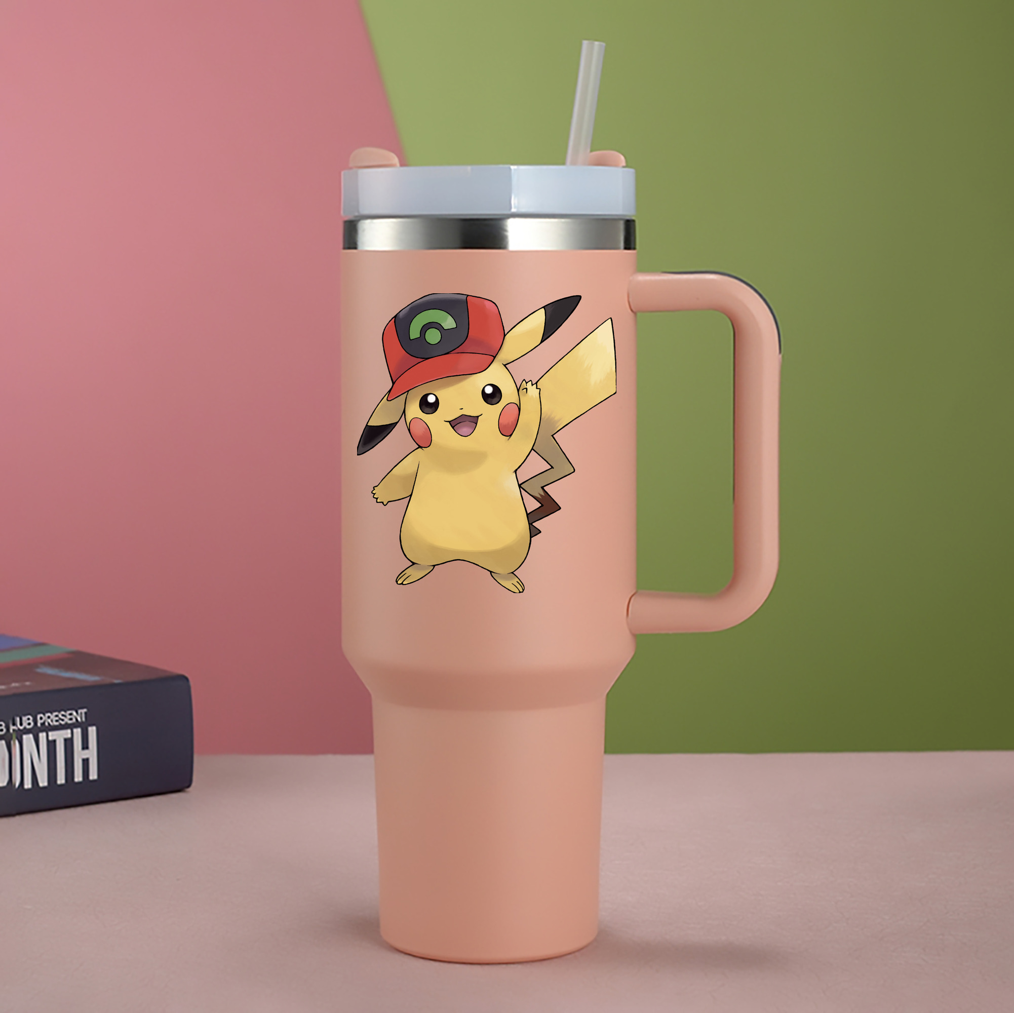 （画像用） ポケットモンスター Pokémon 1200mL車用タンブラー - クリスタルステッカー（プラスチックストロー付き）