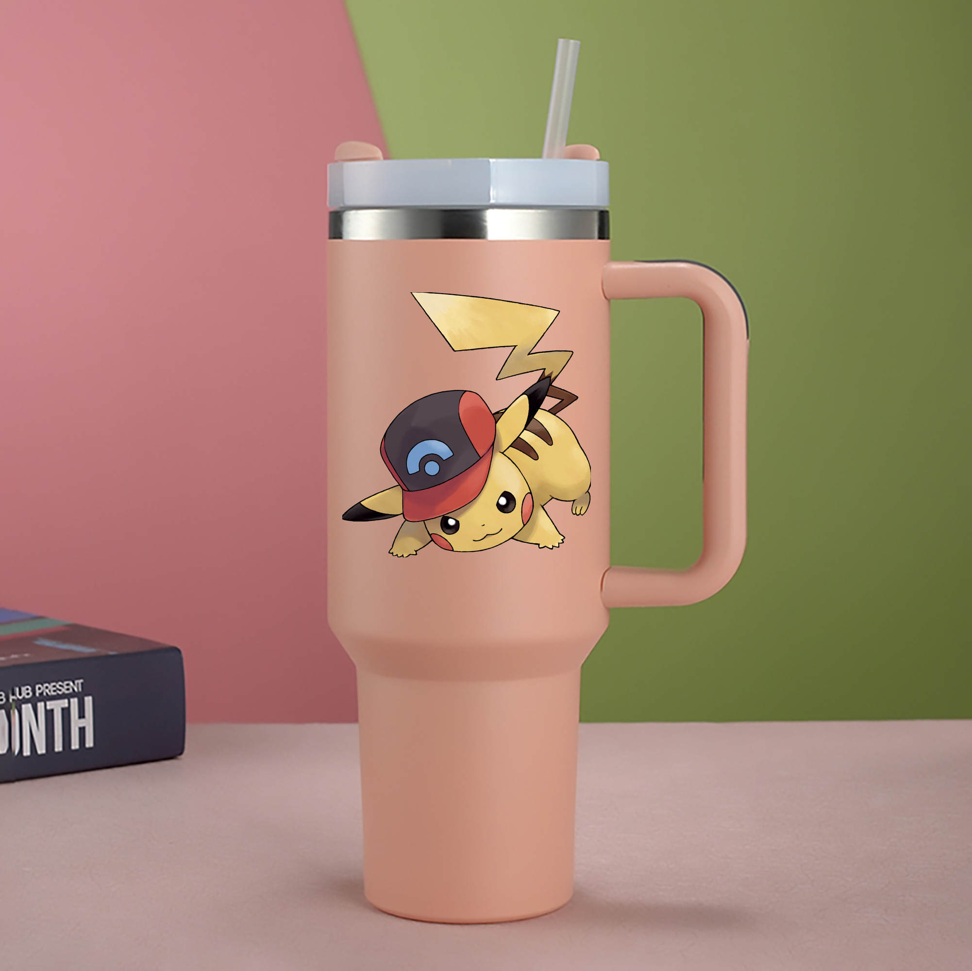 （画像用） ポケットモンスター Pokémon 1200mL車用タンブラー - クリスタルステッカー（プラスチックストロー付き）