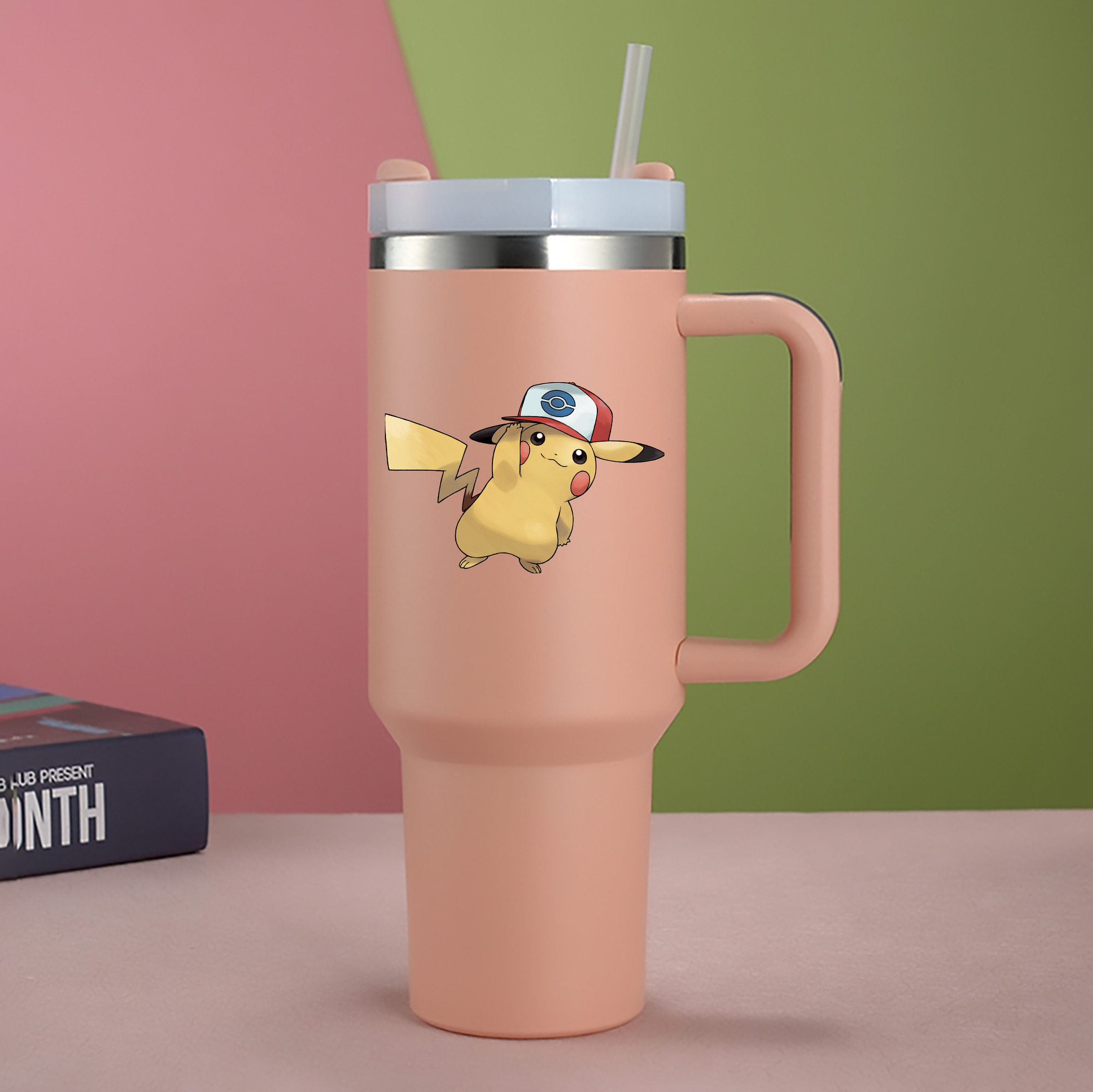（画像用） ポケットモンスター Pokémon 1200mL車用タンブラー - クリスタルステッカー（プラスチックストロー付き）