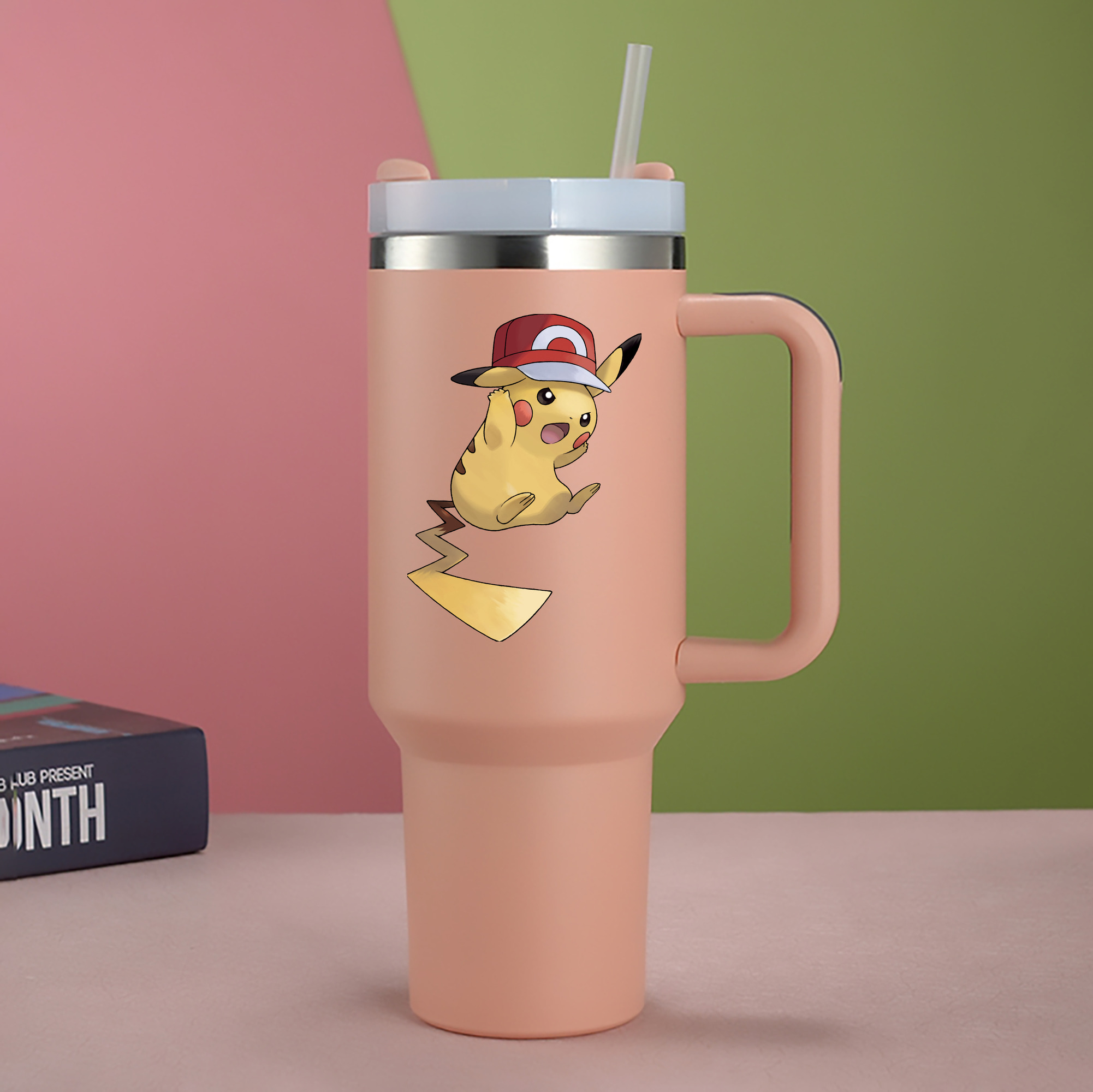 （画像用） ポケットモンスター Pokémon 1200mL車用タンブラー - クリスタルステッカー（プラスチックストロー付き）