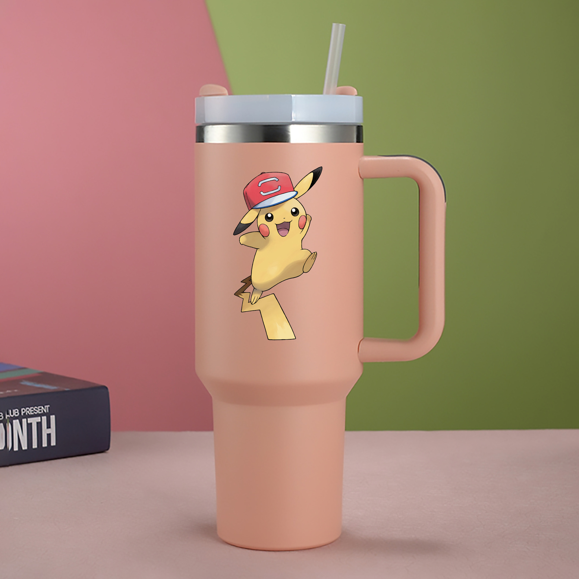 （画像用） ポケットモンスター Pokémon 1200mL車用タンブラー - クリスタルステッカー（プラスチックストロー付き）