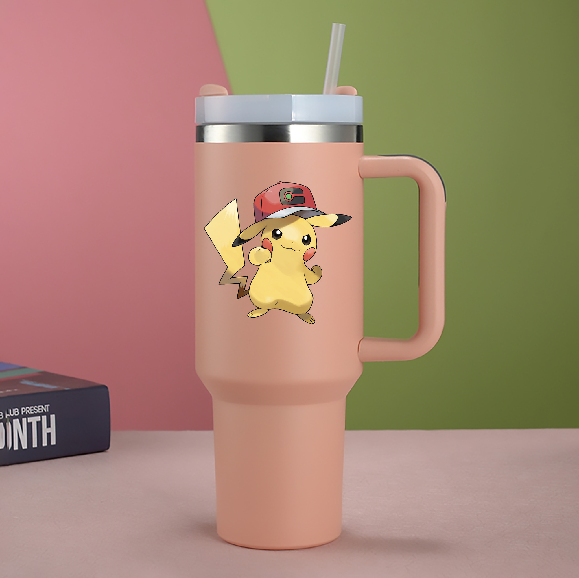（画像用） ポケットモンスター Pokémon 1200mL車用タンブラー - クリスタルステッカー（プラスチックストロー付き）