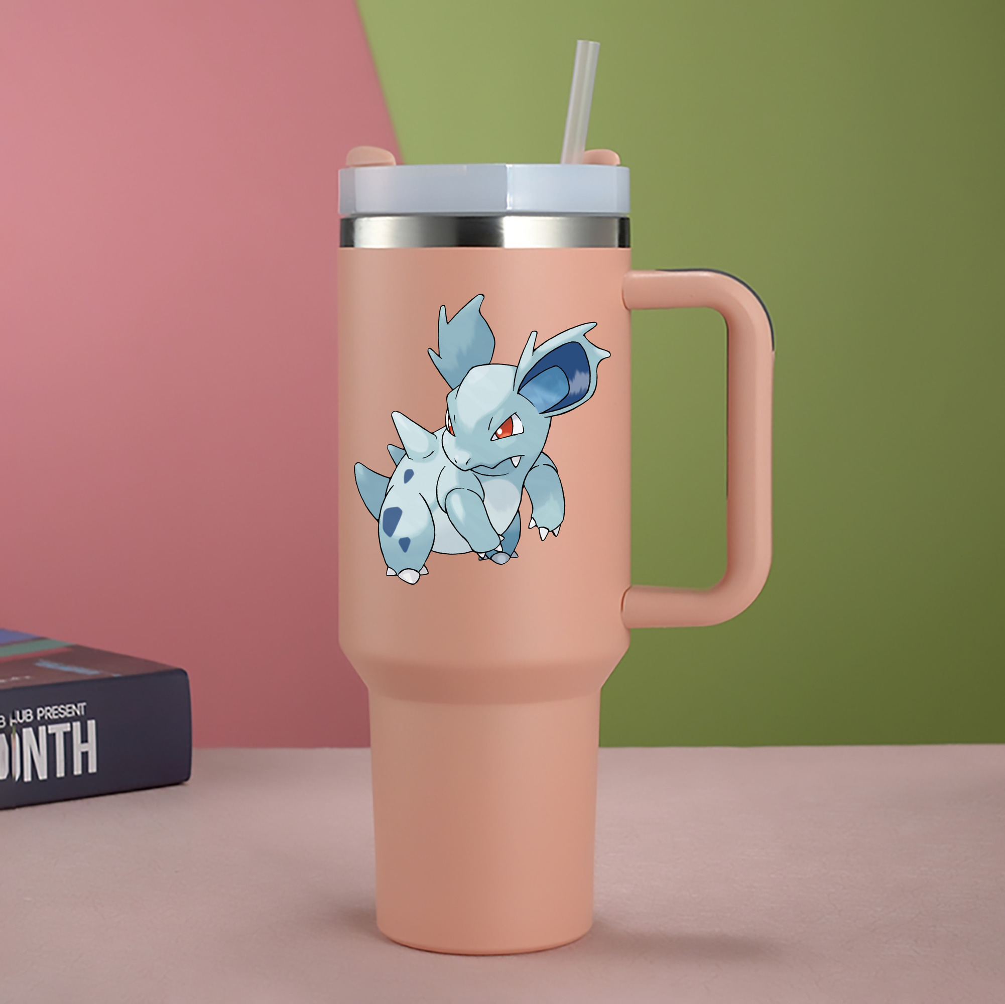 （画像用） ポケットモンスター Pokémon 1200mL車用タンブラー - クリスタルステッカー（プラスチックストロー付き）