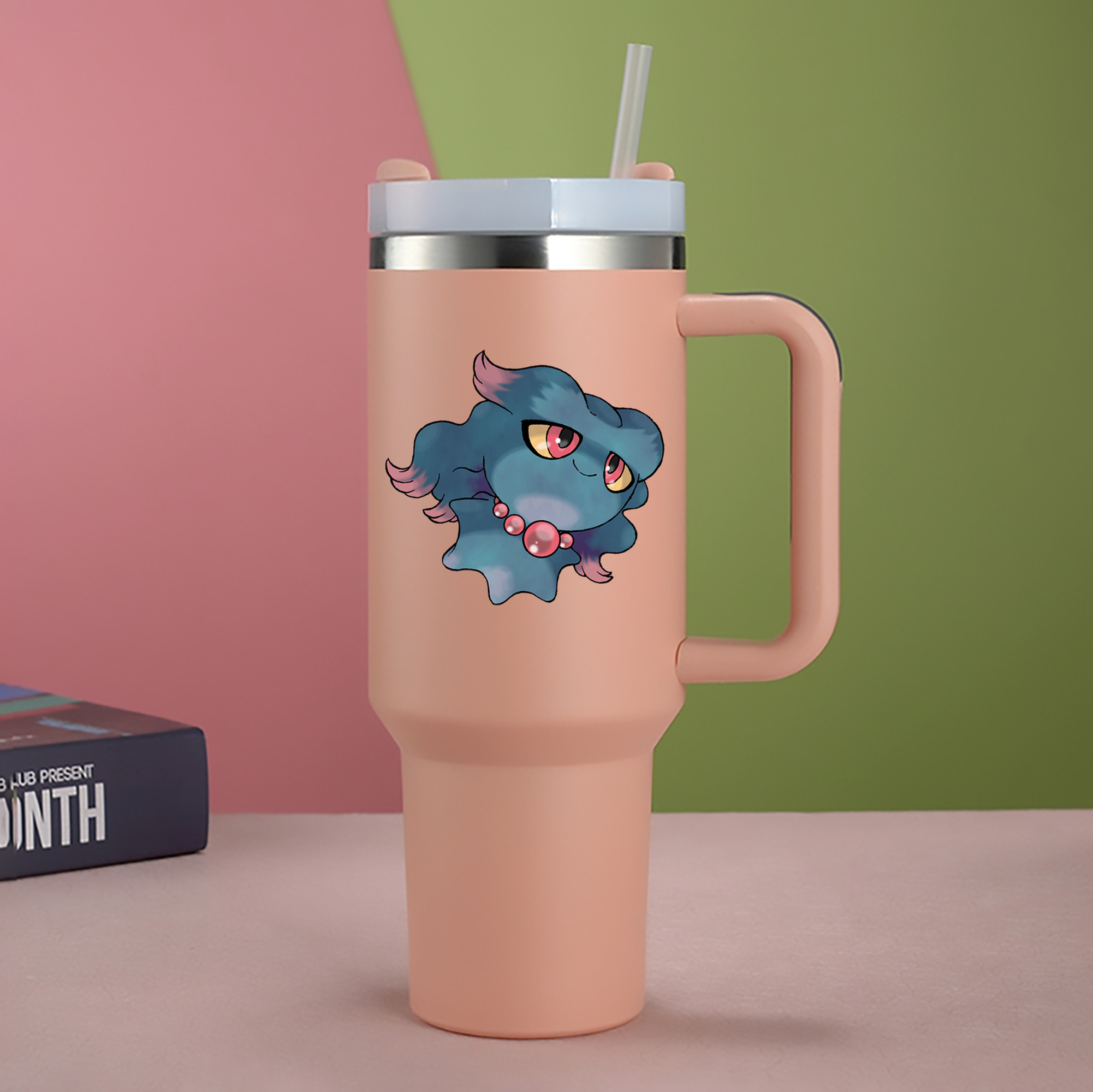 （画像用） ポケットモンスター Pokémon 1200mL車用タンブラー - クリスタルステッカー（プラスチックストロー付き）