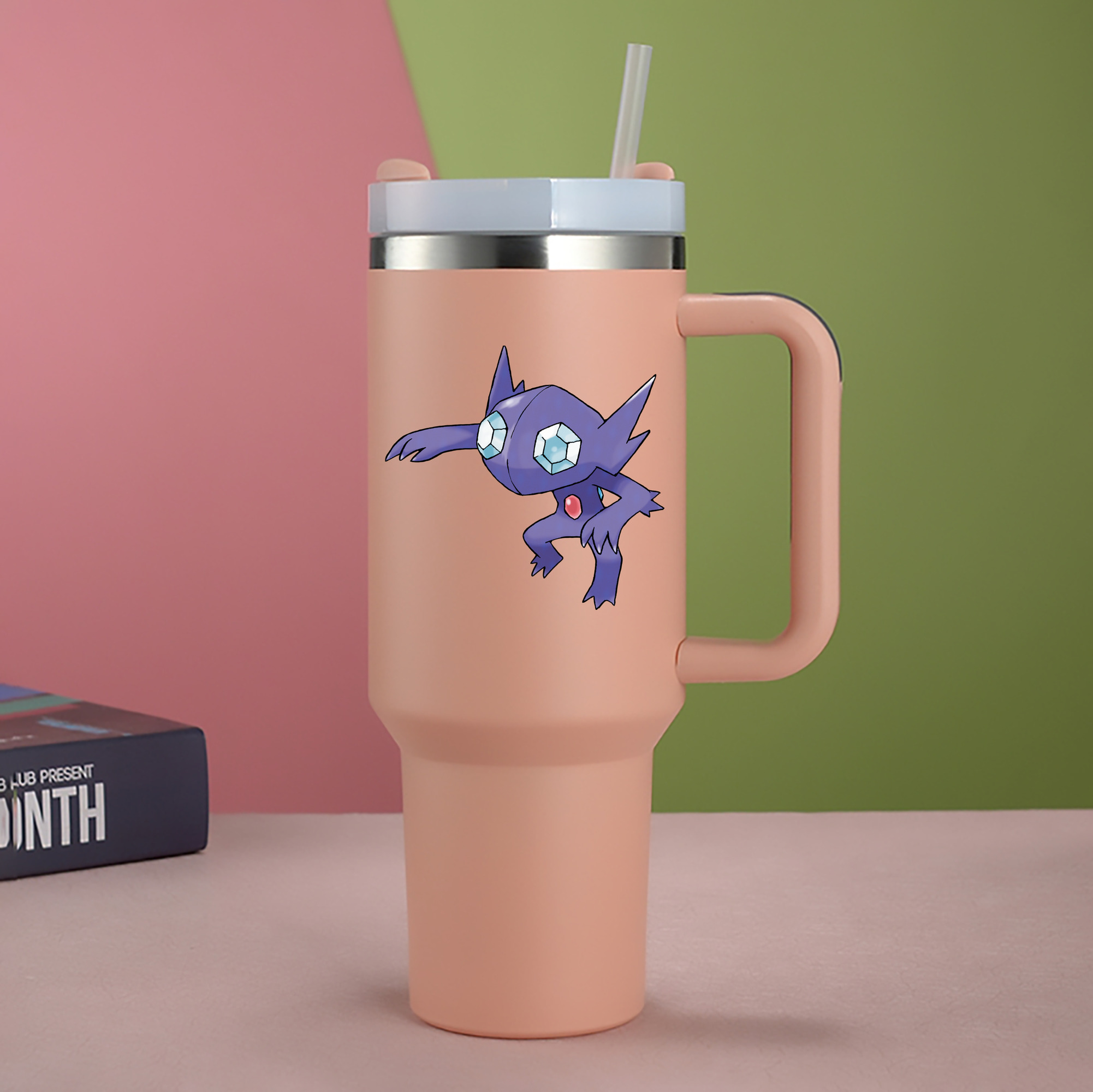 （画像用） ポケットモンスター Pokémon 1200mL車用タンブラー - クリスタルステッカー（プラスチックストロー付き）