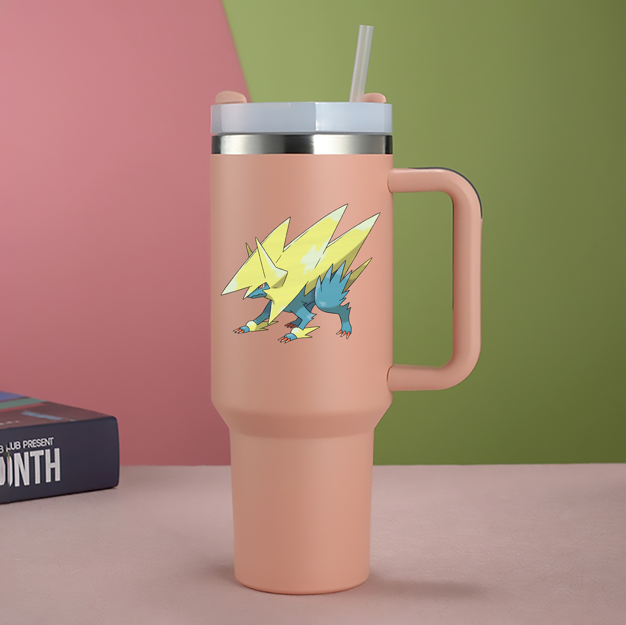 （画像用） ポケットモンスター Pokémon 1200mL車用タンブラー - クリスタルステッカー（プラスチックストロー付き）