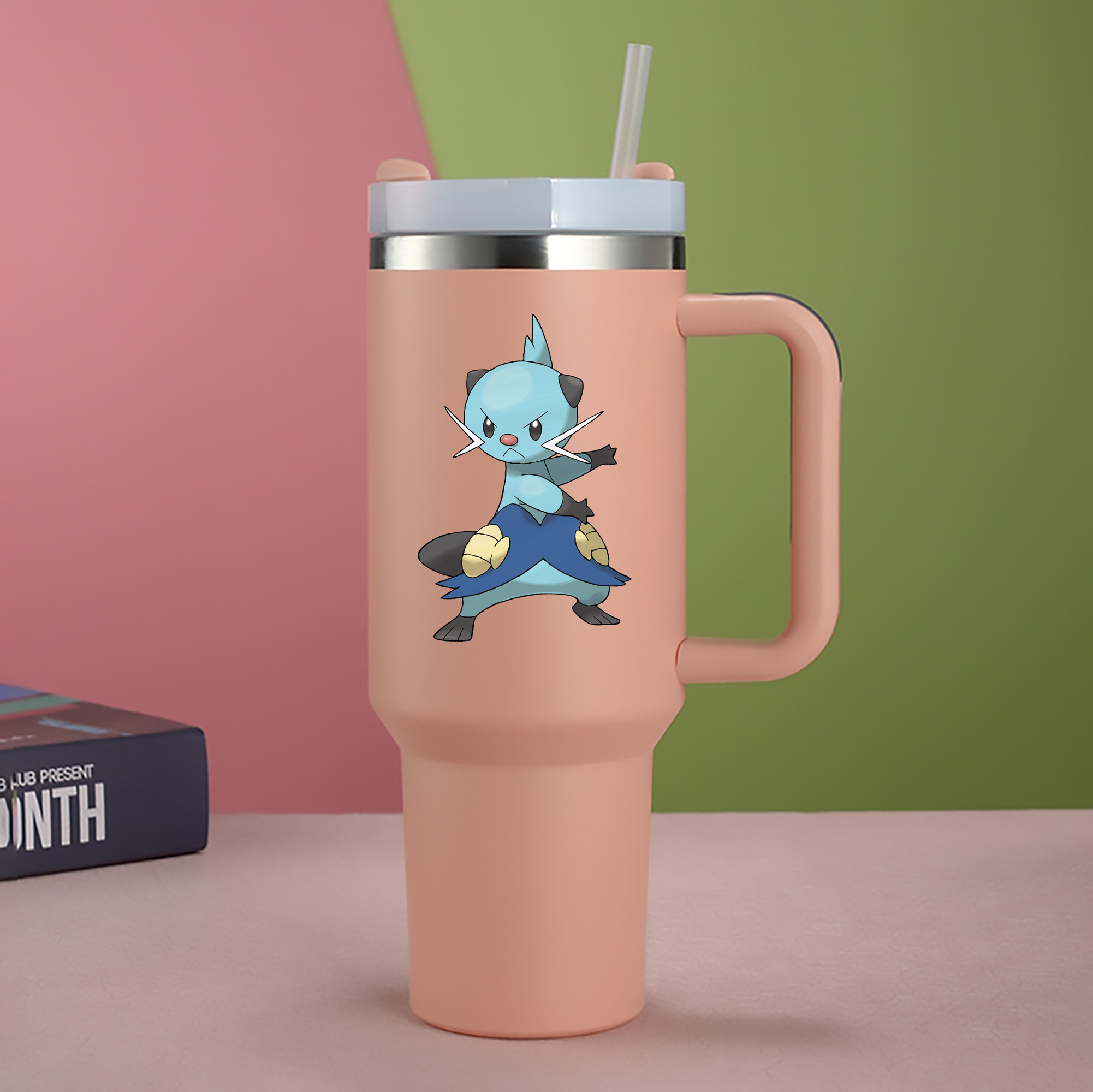 （画像用） ポケットモンスター Pokémon 1200mL車用タンブラー - クリスタルステッカー（プラスチックストロー付き）