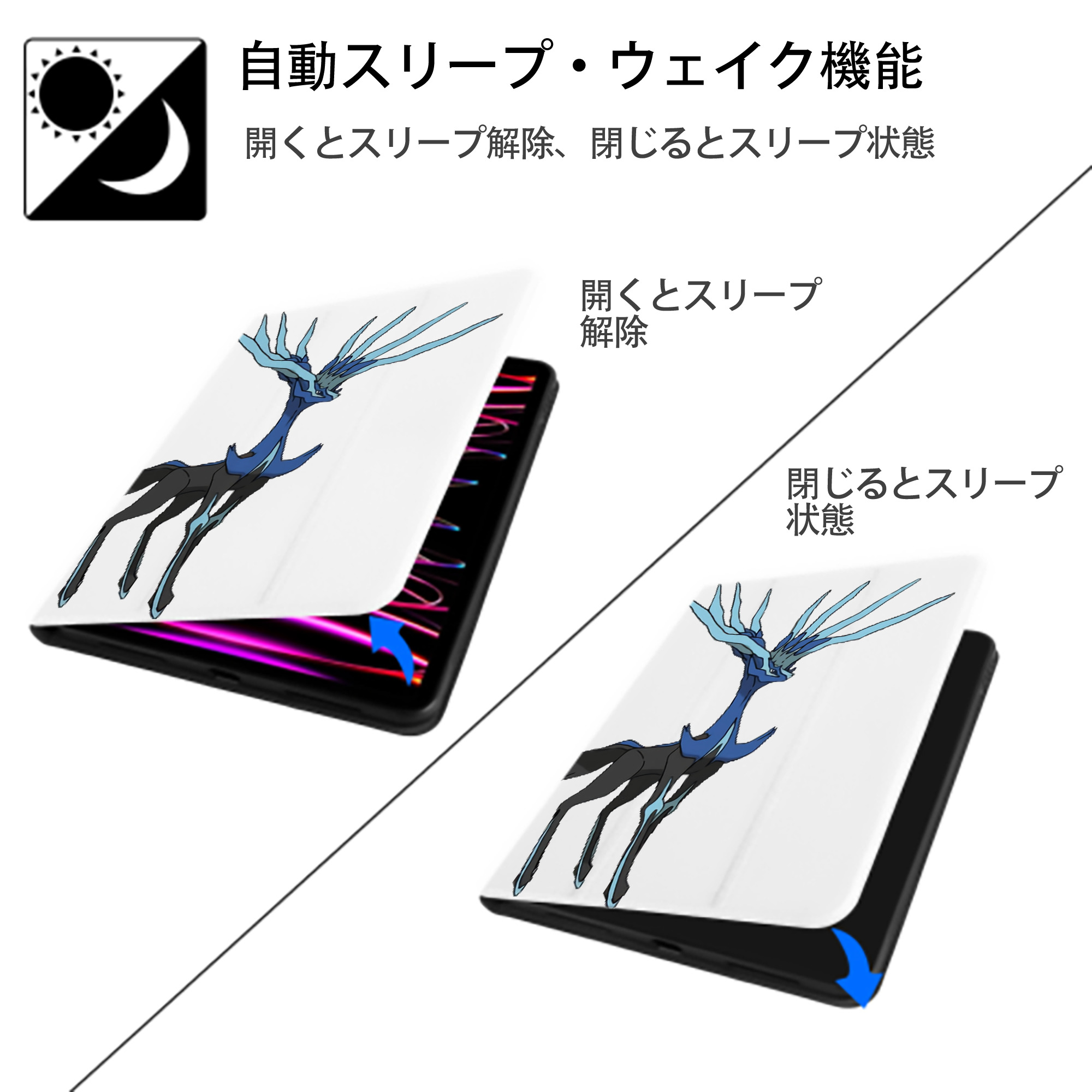 ポケットモンスター Pokémon IPad ケース ペン収納付き 三つ折りスタンド PUレザー×シリコン 対応機種9.5/10.5/10.9インチ