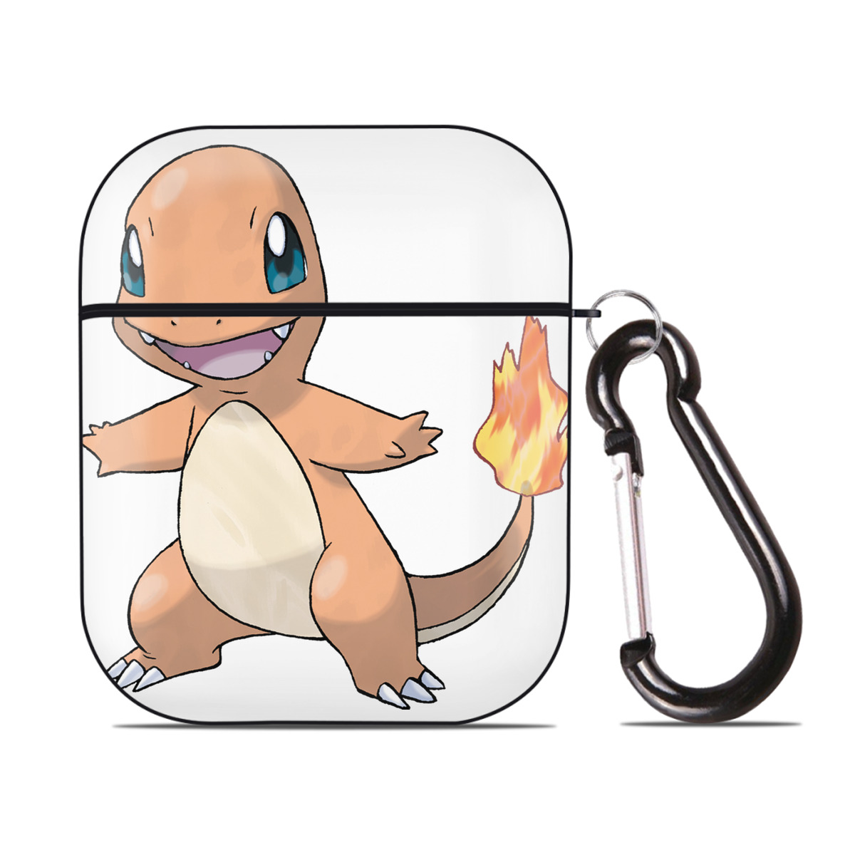 （画像用） ポケットモンスター Pokémon AirPods 第2世代保護ケース ハードシェル ブラック 耐衝撃・防指紋・カラビナ付き