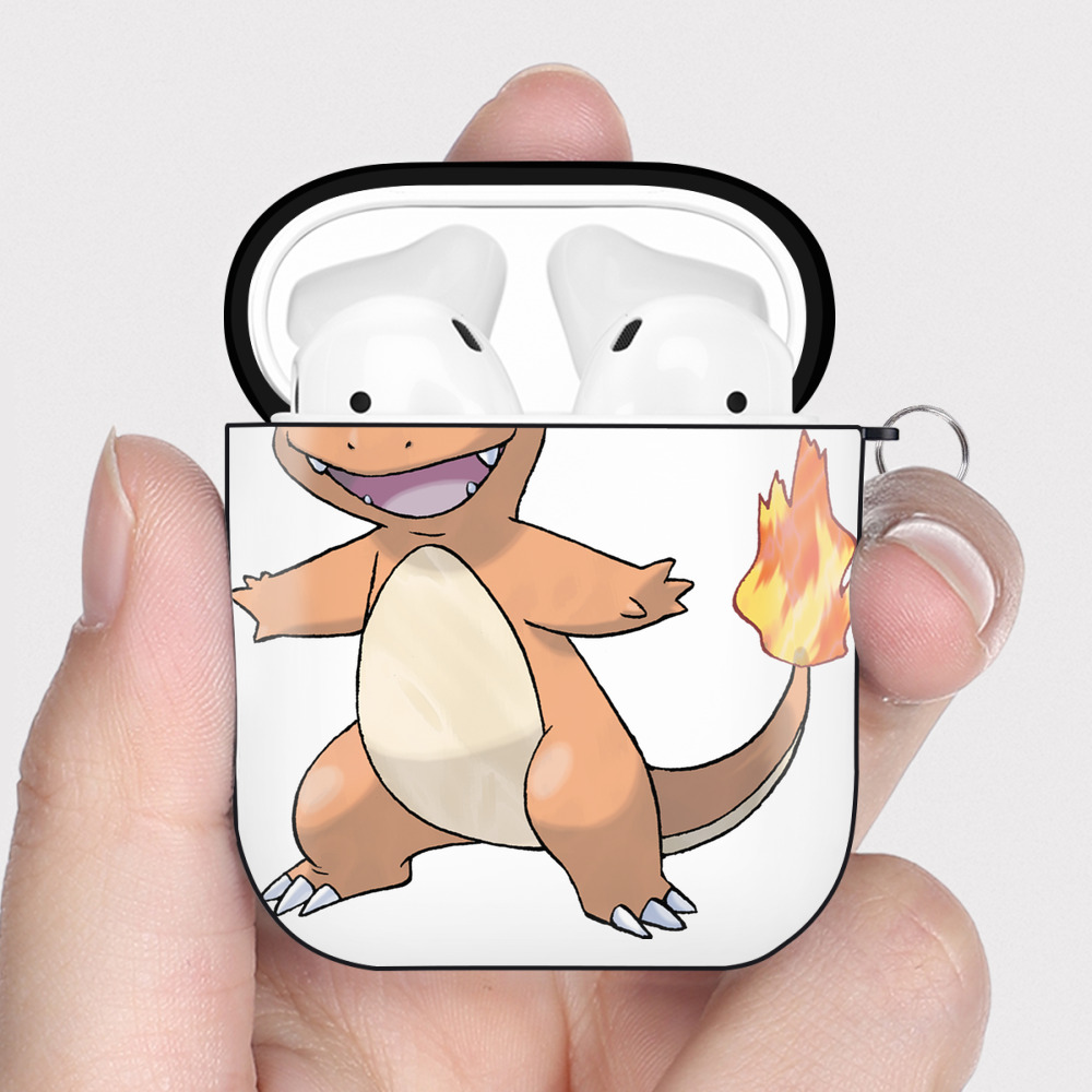 （画像用） ポケットモンスター Pokémon AirPods 第2世代保護ケース ハードシェル ブラック 耐衝撃・防指紋・カラビナ付き