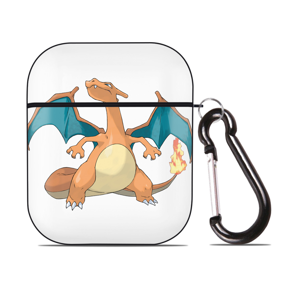 （画像用） ポケットモンスター Pokémon AirPods 第2世代保護ケース ハードシェル ブラック 耐衝撃・防指紋・カラビナ付き