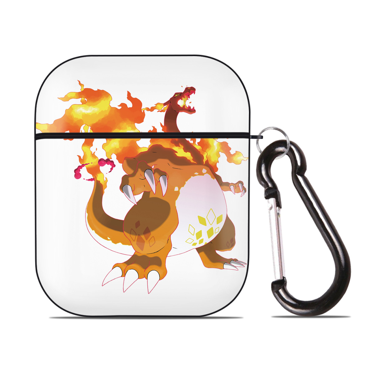 （画像用） ポケットモンスター Pokémon AirPods 第2世代保護ケース ハードシェル ブラック 耐衝撃・防指紋・カラビナ付き