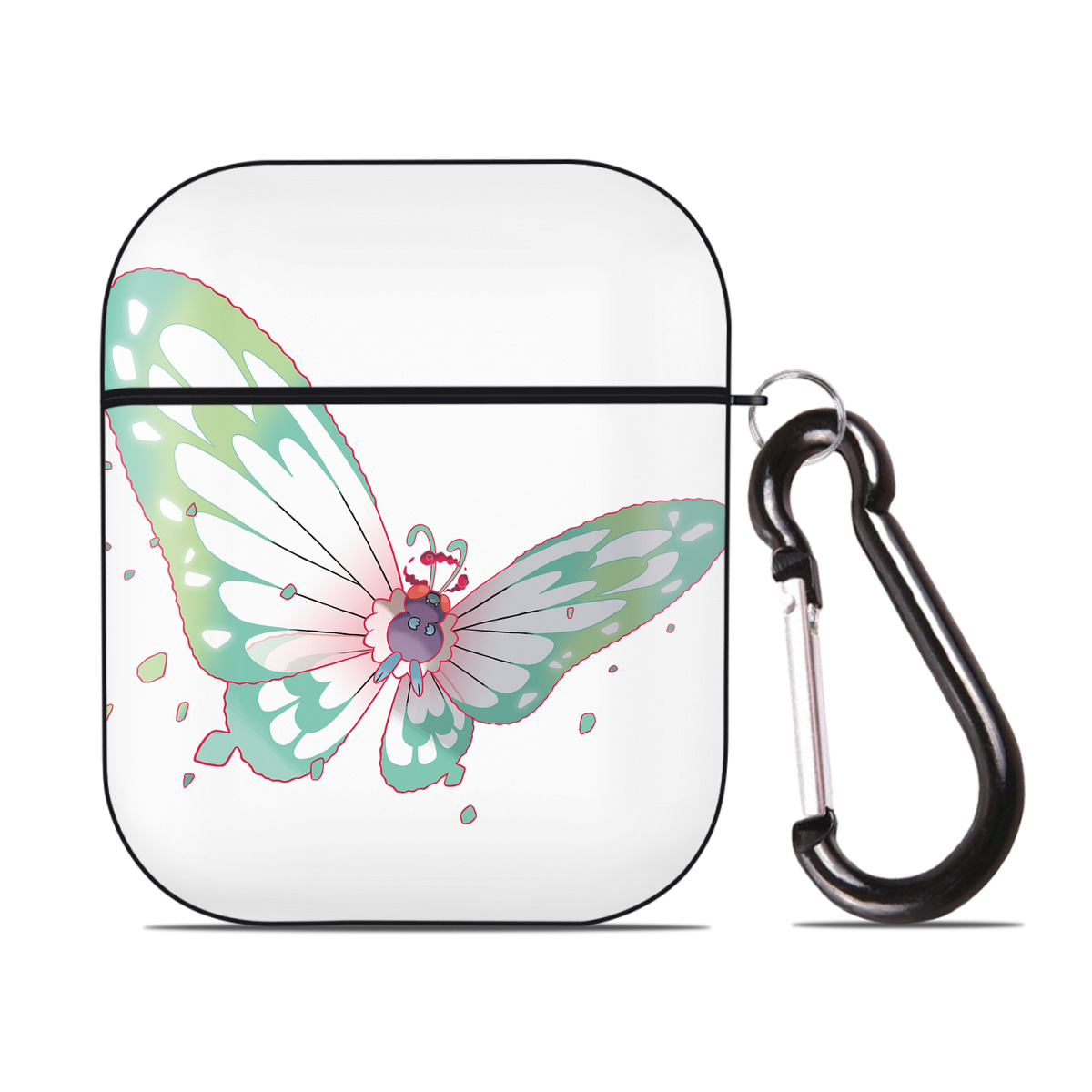 （画像用） ポケットモンスター Pokémon AirPods 第2世代保護ケース ハードシェル ブラック 耐衝撃・防指紋・カラビナ付き