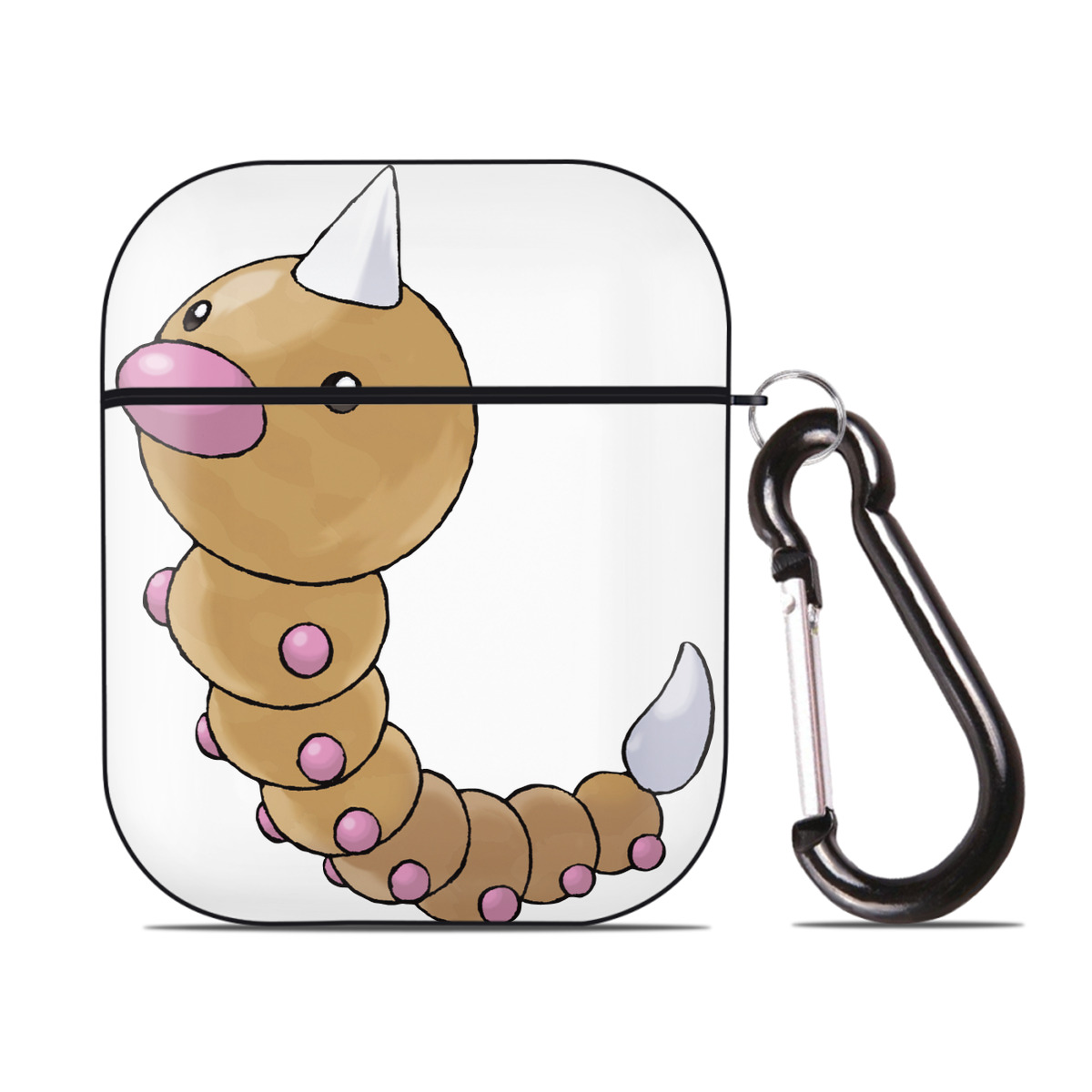 （画像用） ポケットモンスター Pokémon AirPods 第2世代保護ケース ハードシェル ブラック 耐衝撃・防指紋・カラビナ付き