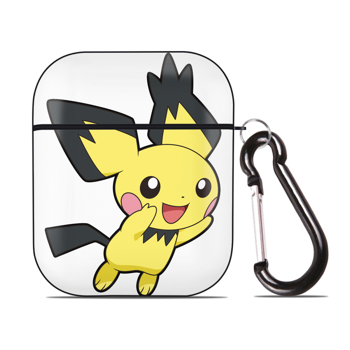 （画像用） ポケットモンスター Pokémon AirPods 第2世代保護ケース ハードシェル ブラック 耐衝撃・防指紋・カラビナ付き