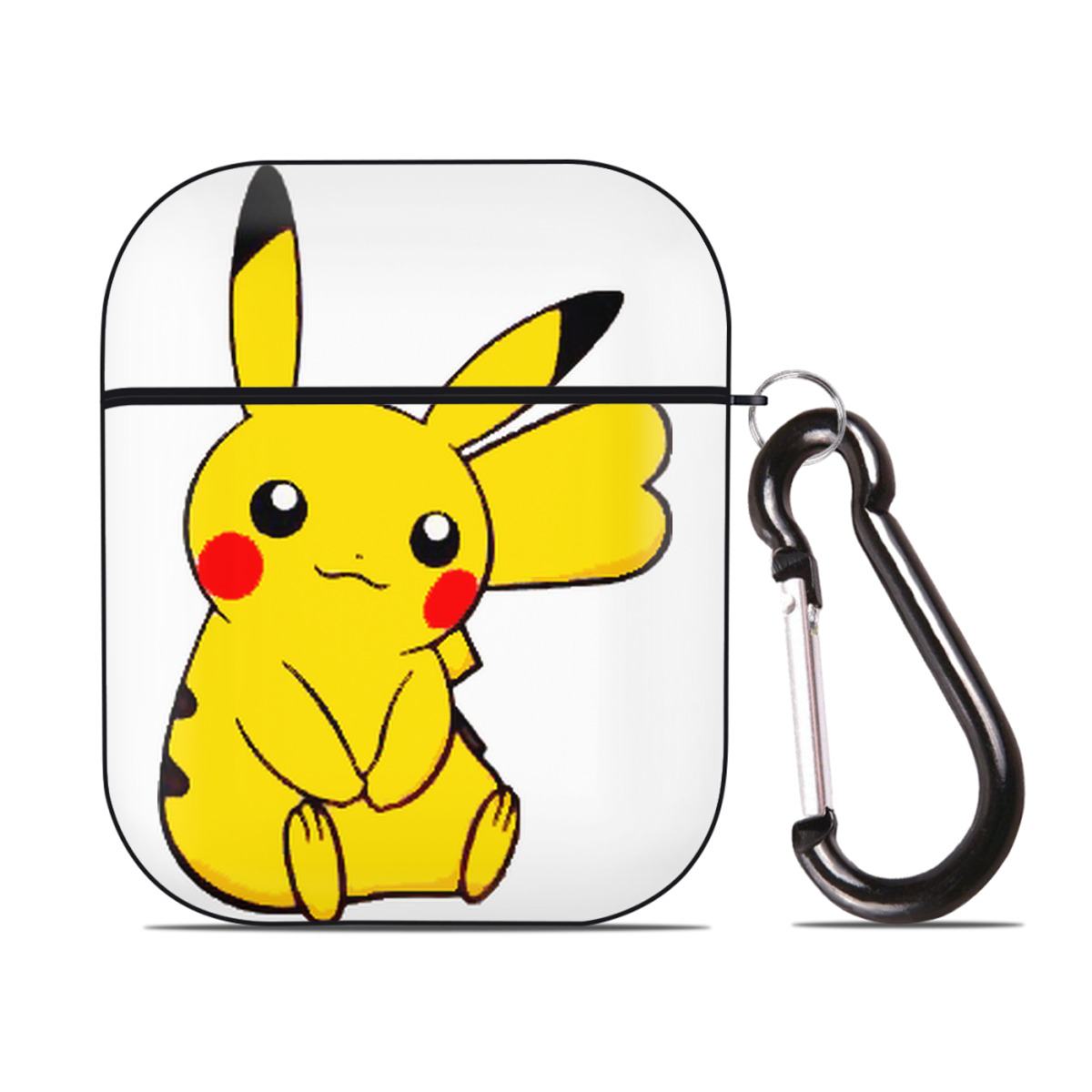 （画像用） ポケットモンスター Pokémon AirPods 第2世代保護ケース ハードシェル ブラック 耐衝撃・防指紋・カラビナ付き