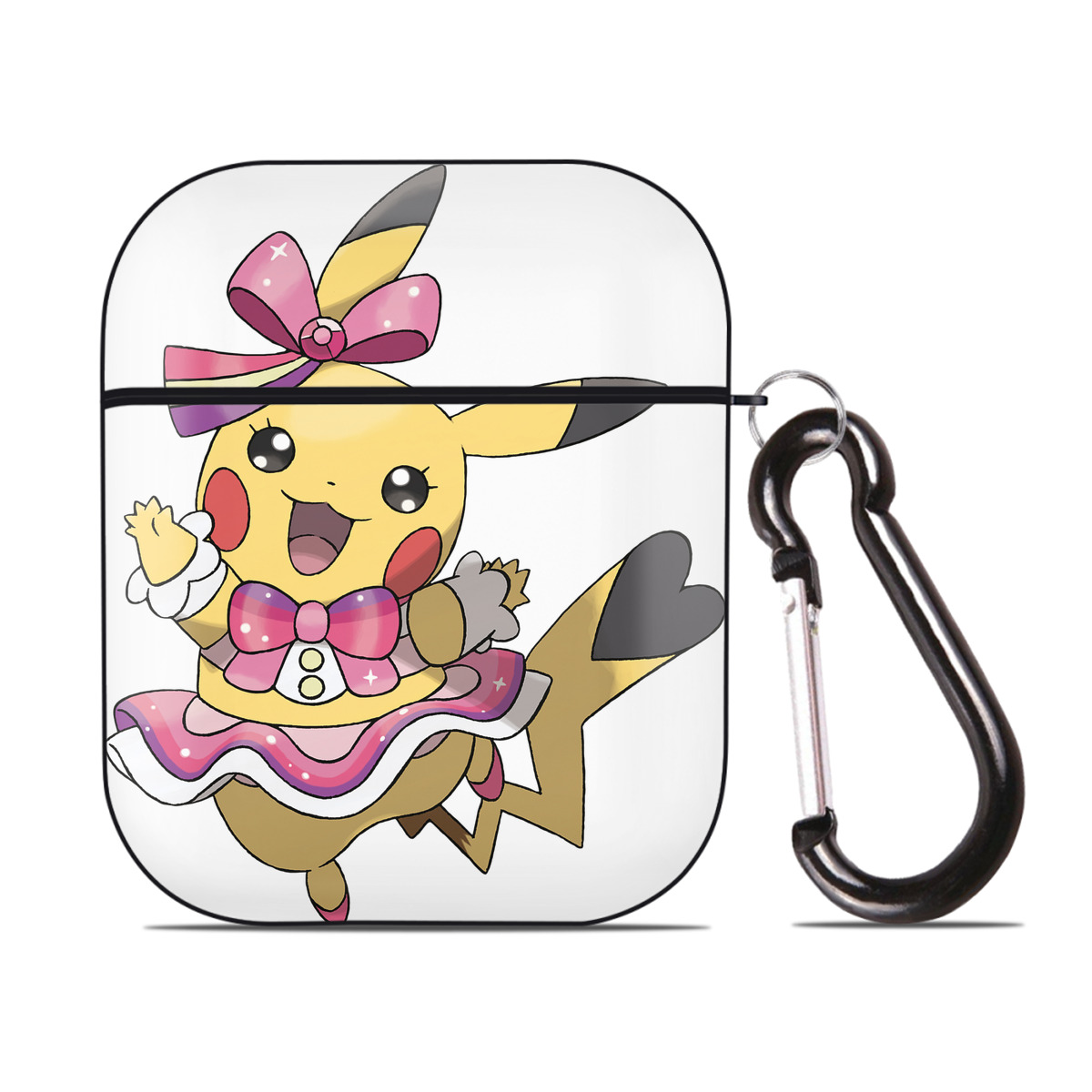 （画像用） ポケットモンスター Pokémon AirPods 第2世代保護ケース ハードシェル ブラック 耐衝撃・防指紋・カラビナ付き