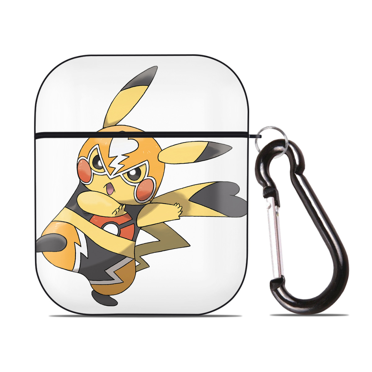 （画像用） ポケットモンスター Pokémon AirPods 第2世代保護ケース ハードシェル ブラック 耐衝撃・防指紋・カラビナ付き