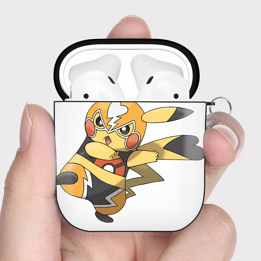 （画像用） ポケットモンスター Pokémon AirPods 第2世代保護ケース ハードシェル ブラック 耐衝撃・防指紋・カラビナ付き