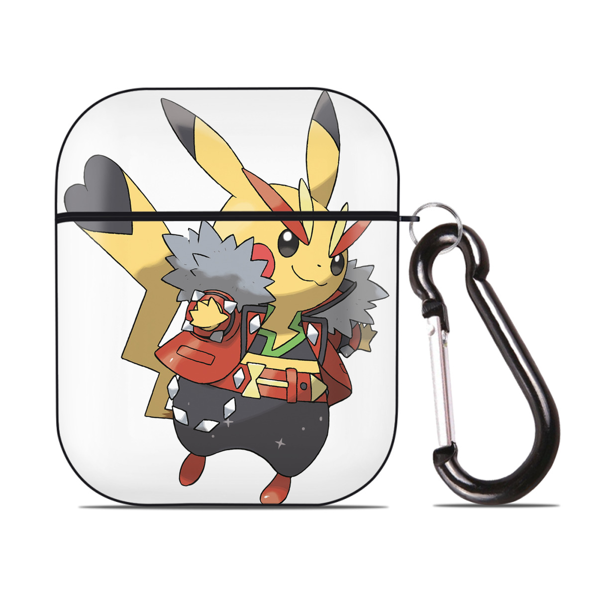 （画像用） ポケットモンスター Pokémon AirPods 第2世代保護ケース ハードシェル ブラック 耐衝撃・防指紋・カラビナ付き