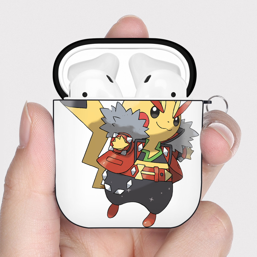 （画像用） ポケットモンスター Pokémon AirPods 第2世代保護ケース ハードシェル ブラック 耐衝撃・防指紋・カラビナ付き
