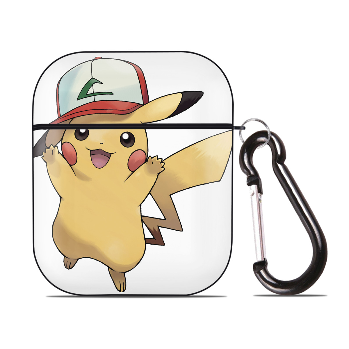 （画像用） ポケットモンスター Pokémon AirPods 第2世代保護ケース ハードシェル ブラック 耐衝撃・防指紋・カラビナ付き