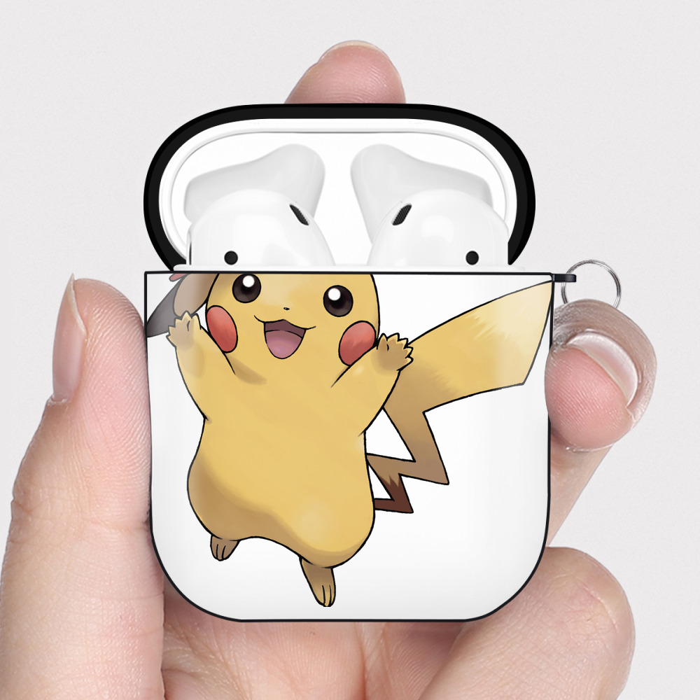 （画像用） ポケットモンスター Pokémon AirPods 第2世代保護ケース ハードシェル ブラック 耐衝撃・防指紋・カラビナ付き