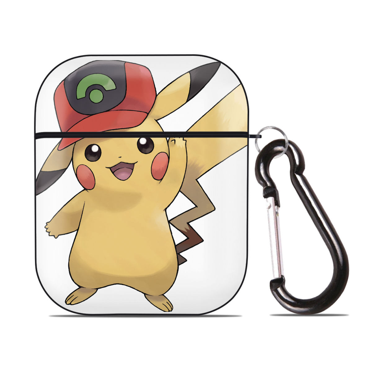 （画像用） ポケットモンスター Pokémon AirPods 第2世代保護ケース ハードシェル ブラック 耐衝撃・防指紋・カラビナ付き