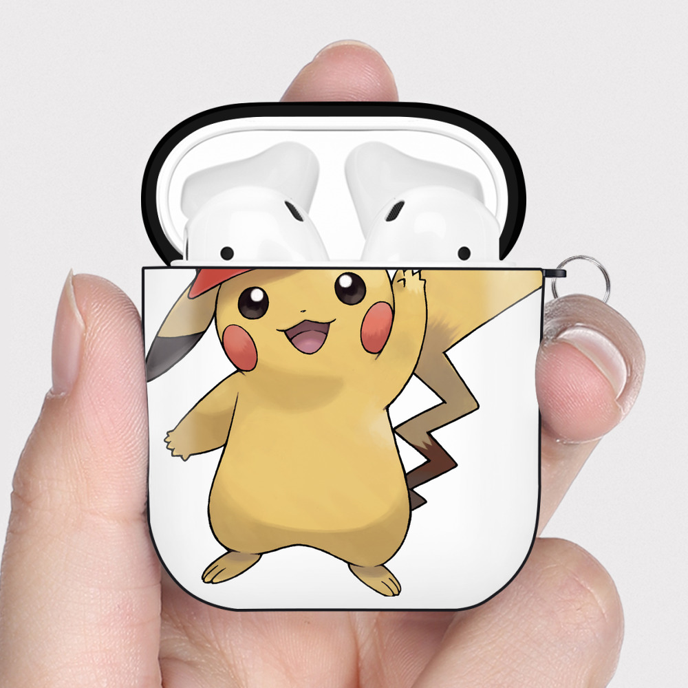 （画像用） ポケットモンスター Pokémon AirPods 第2世代保護ケース ハードシェル ブラック 耐衝撃・防指紋・カラビナ付き