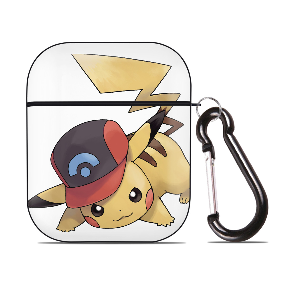 （画像用） ポケットモンスター Pokémon AirPods 第2世代保護ケース ハードシェル ブラック 耐衝撃・防指紋・カラビナ付き