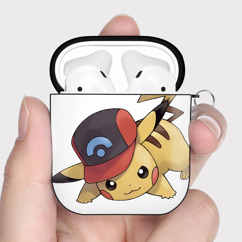 （画像用） ポケットモンスター Pokémon AirPods 第2世代保護ケース ハードシェル ブラック 耐衝撃・防指紋・カラビナ付き