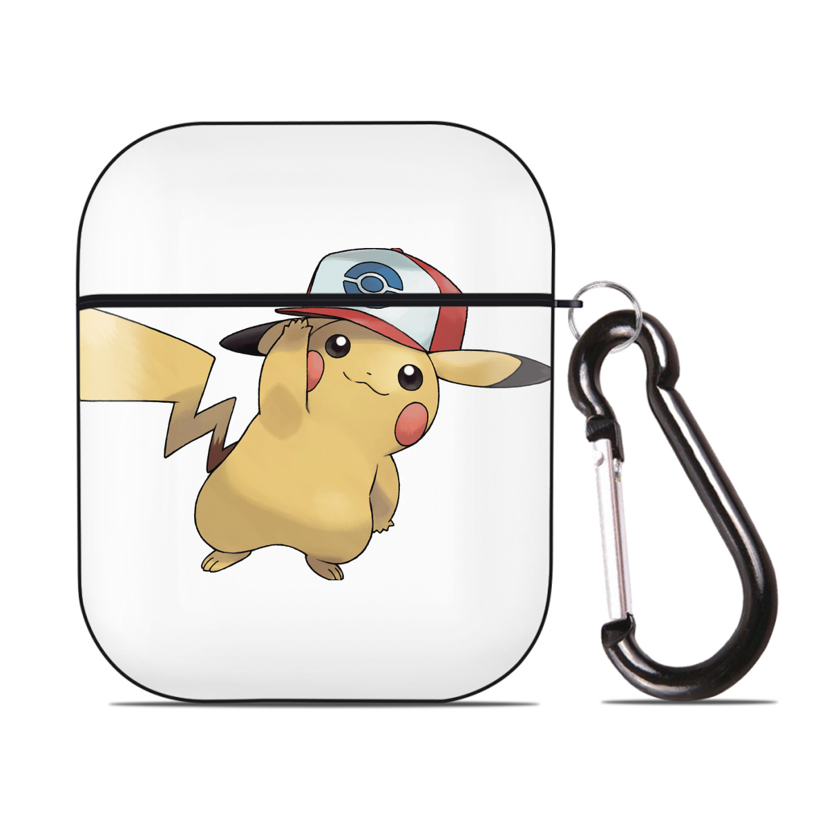 （画像用） ポケットモンスター Pokémon AirPods 第2世代保護ケース ハードシェル ブラック 耐衝撃・防指紋・カラビナ付き