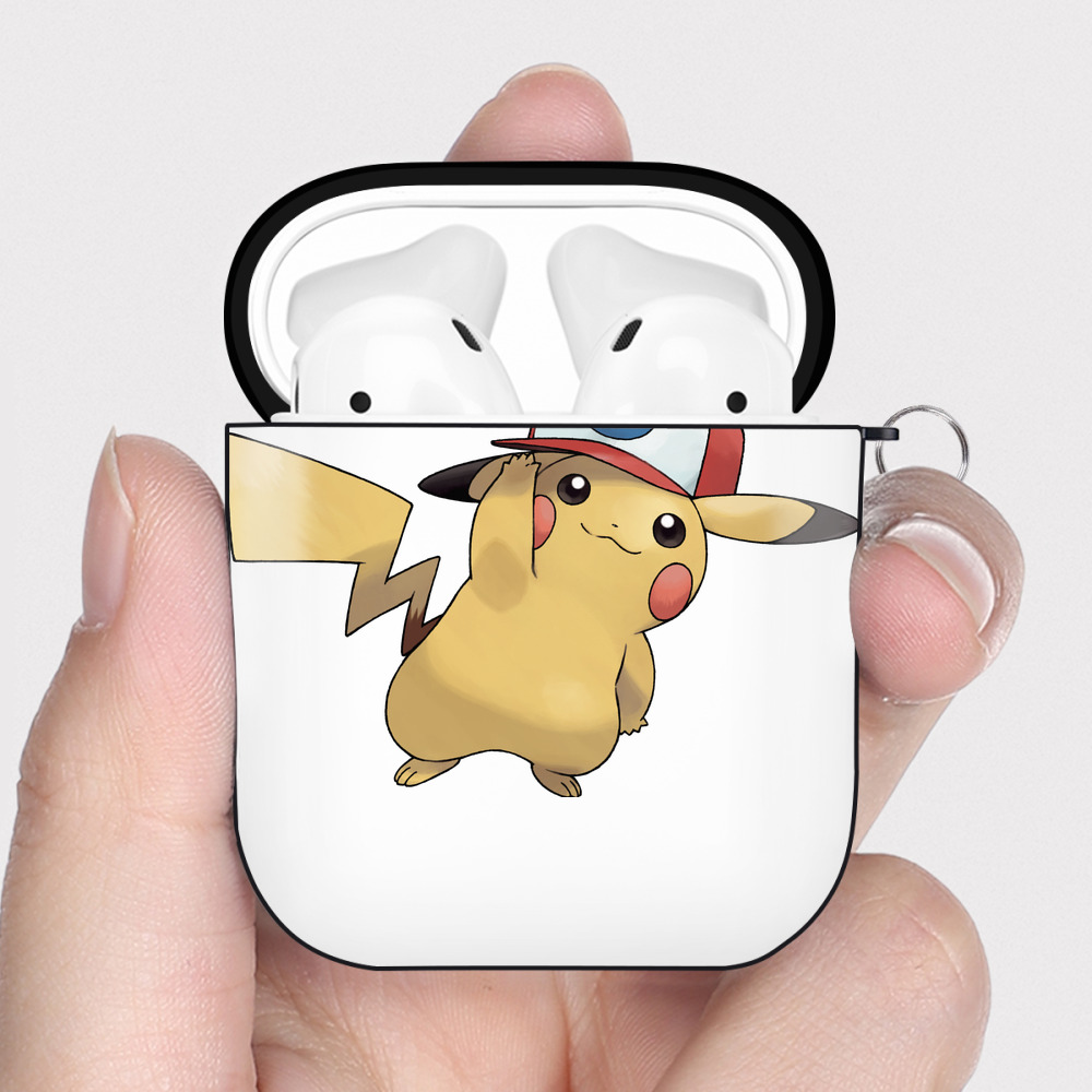 （画像用） ポケットモンスター Pokémon AirPods 第2世代保護ケース ハードシェル ブラック 耐衝撃・防指紋・カラビナ付き