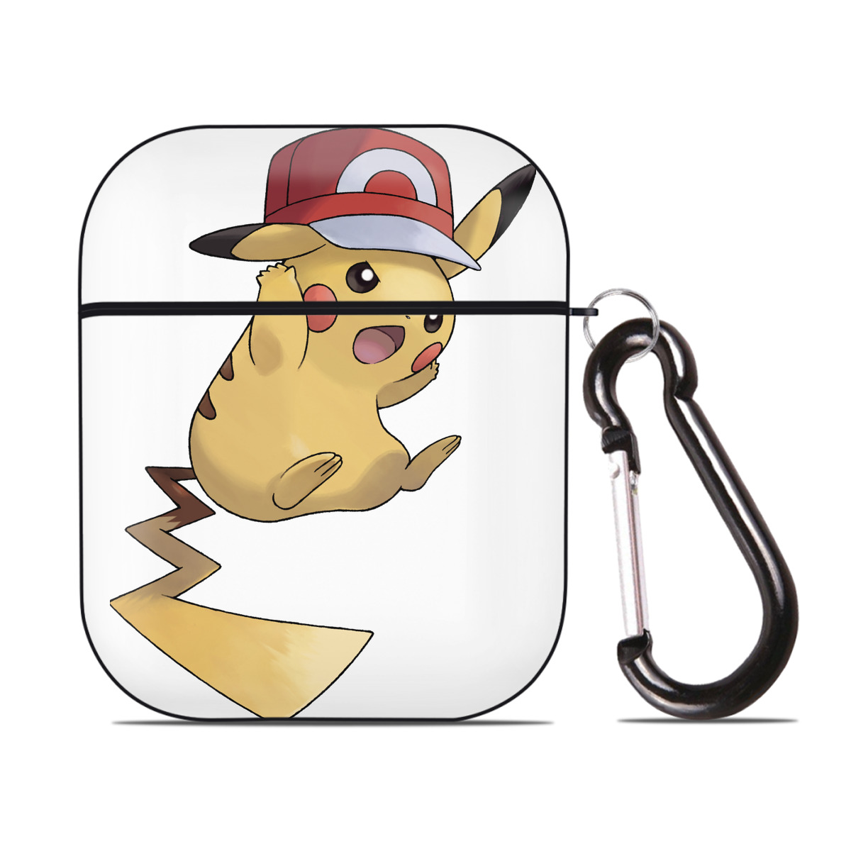 （画像用） ポケットモンスター Pokémon AirPods 第2世代保護ケース ハードシェル ブラック 耐衝撃・防指紋・カラビナ付き