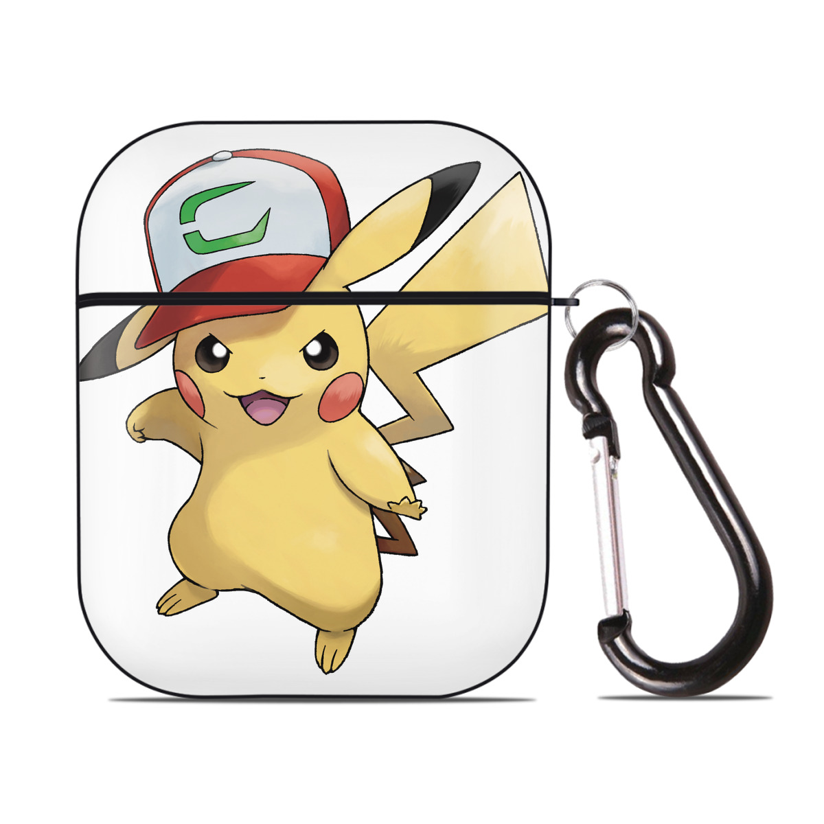 （画像用） ポケットモンスター Pokémon AirPods 第2世代保護ケース ハードシェル ブラック 耐衝撃・防指紋・カラビナ付き