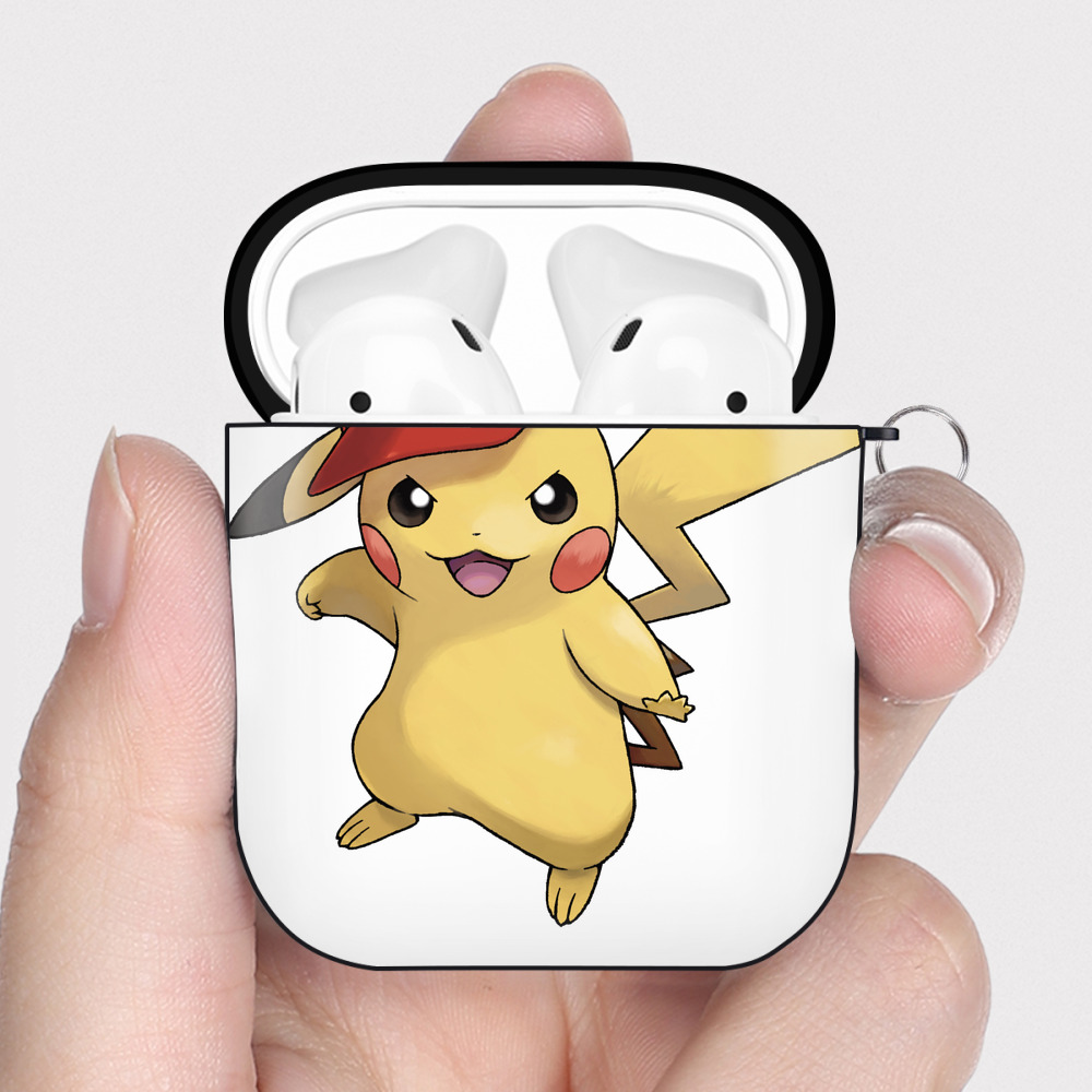 （画像用） ポケットモンスター Pokémon AirPods 第2世代保護ケース ハードシェル ブラック 耐衝撃・防指紋・カラビナ付き