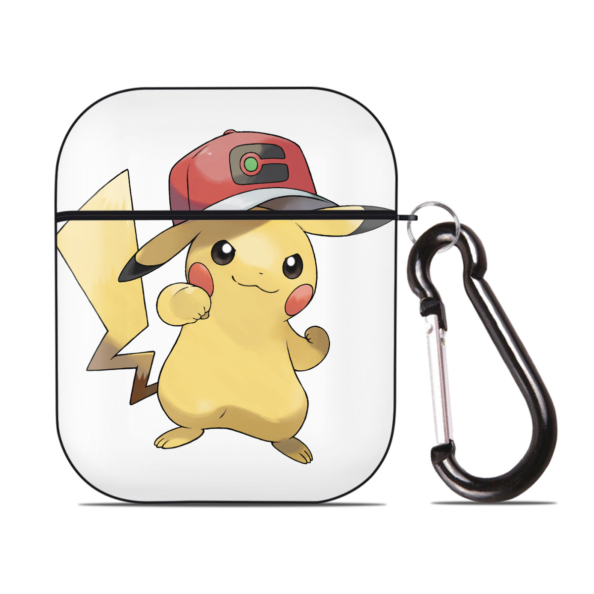 （画像用） ポケットモンスター Pokémon AirPods 第2世代保護ケース ハードシェル ブラック 耐衝撃・防指紋・カラビナ付き