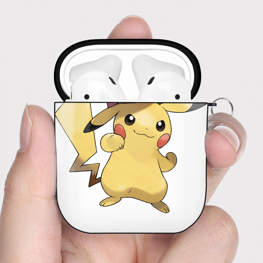 （画像用） ポケットモンスター Pokémon AirPods 第2世代保護ケース ハードシェル ブラック 耐衝撃・防指紋・カラビナ付き