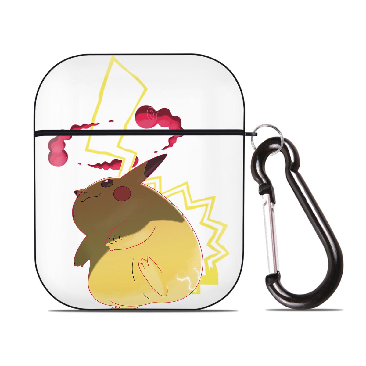 （画像用） ポケットモンスター Pokémon AirPods 第2世代保護ケース ハードシェル ブラック 耐衝撃・防指紋・カラビナ付き
