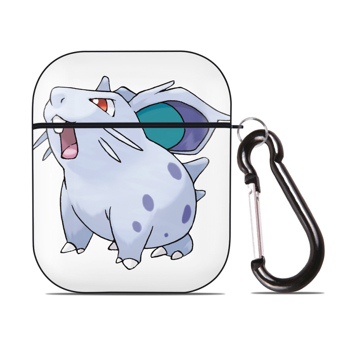 （画像用） ポケットモンスター Pokémon AirPods 第2世代保護ケース ハードシェル ブラック 耐衝撃・防指紋・カラビナ付き