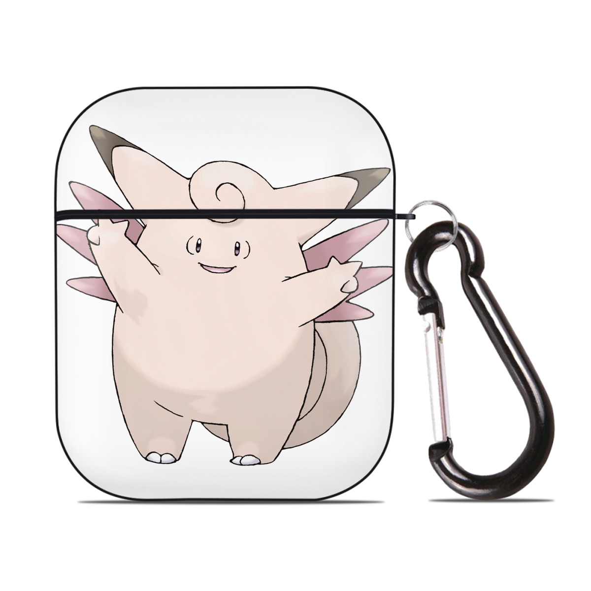 （画像用） ポケットモンスター Pokémon AirPods 第2世代保護ケース ハードシェル ブラック 耐衝撃・防指紋・カラビナ付き