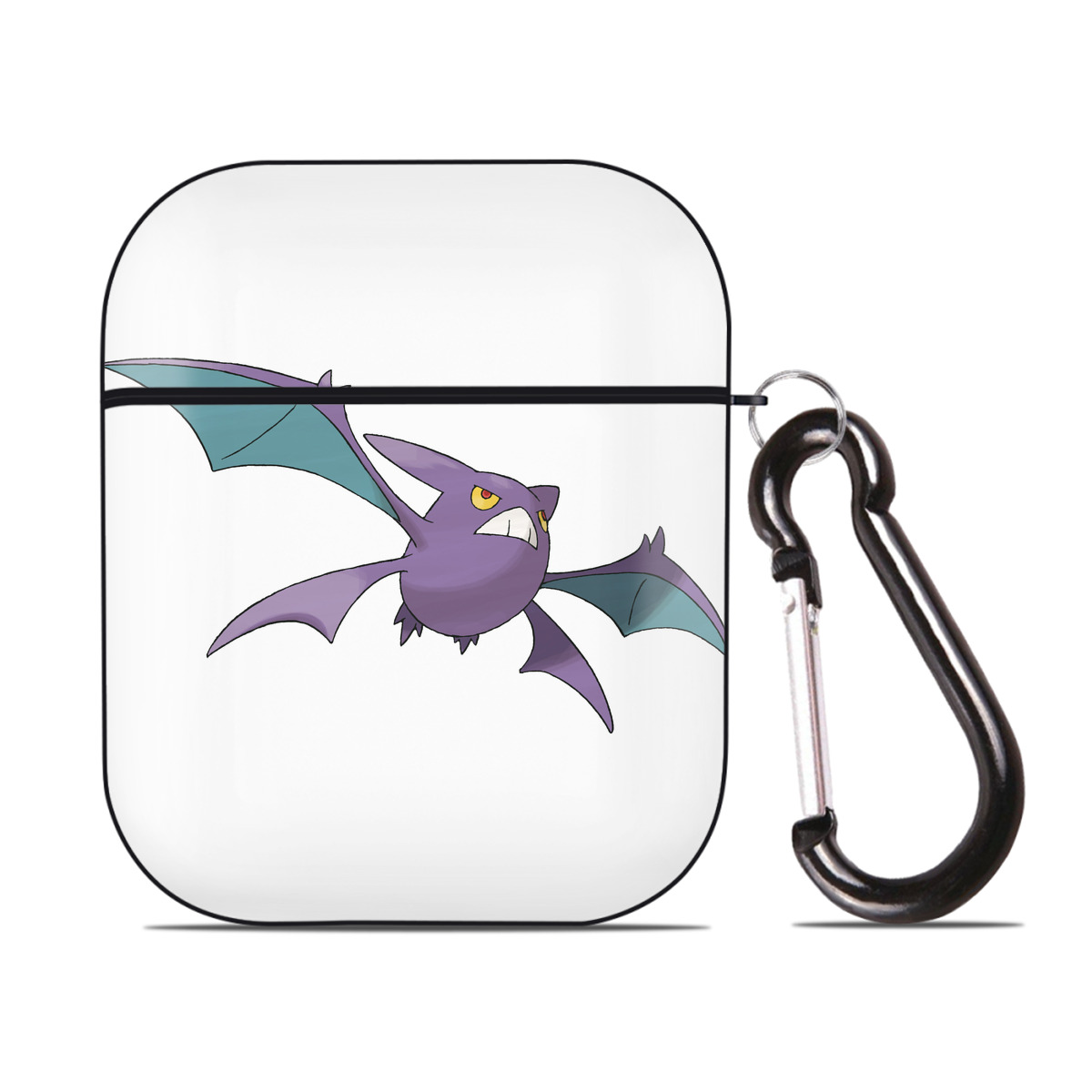 （画像用） ポケットモンスター Pokémon AirPods 第2世代保護ケース ハードシェル ブラック 耐衝撃・防指紋・カラビナ付き