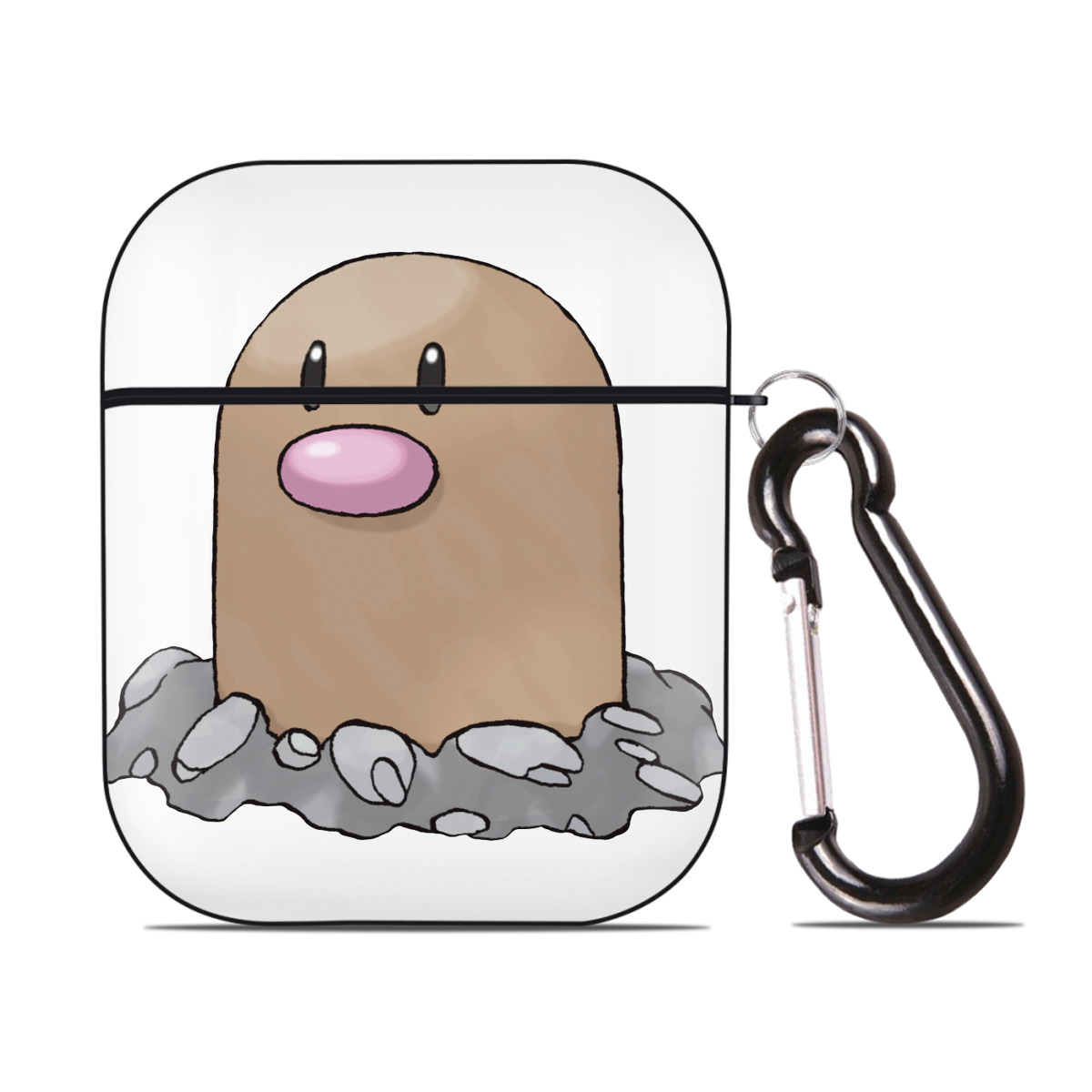 （画像用） ポケットモンスター Pokémon AirPods 第2世代保護ケース ハードシェル ブラック 耐衝撃・防指紋・カラビナ付き
