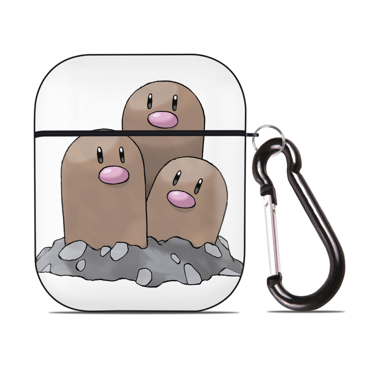 （画像用） ポケットモンスター Pokémon AirPods 第2世代保護ケース ハードシェル ブラック 耐衝撃・防指紋・カラビナ付き
