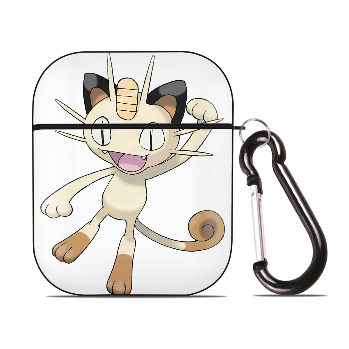 （画像用） ポケットモンスター Pokémon AirPods 第2世代保護ケース ハードシェル ブラック 耐衝撃・防指紋・カラビナ付き