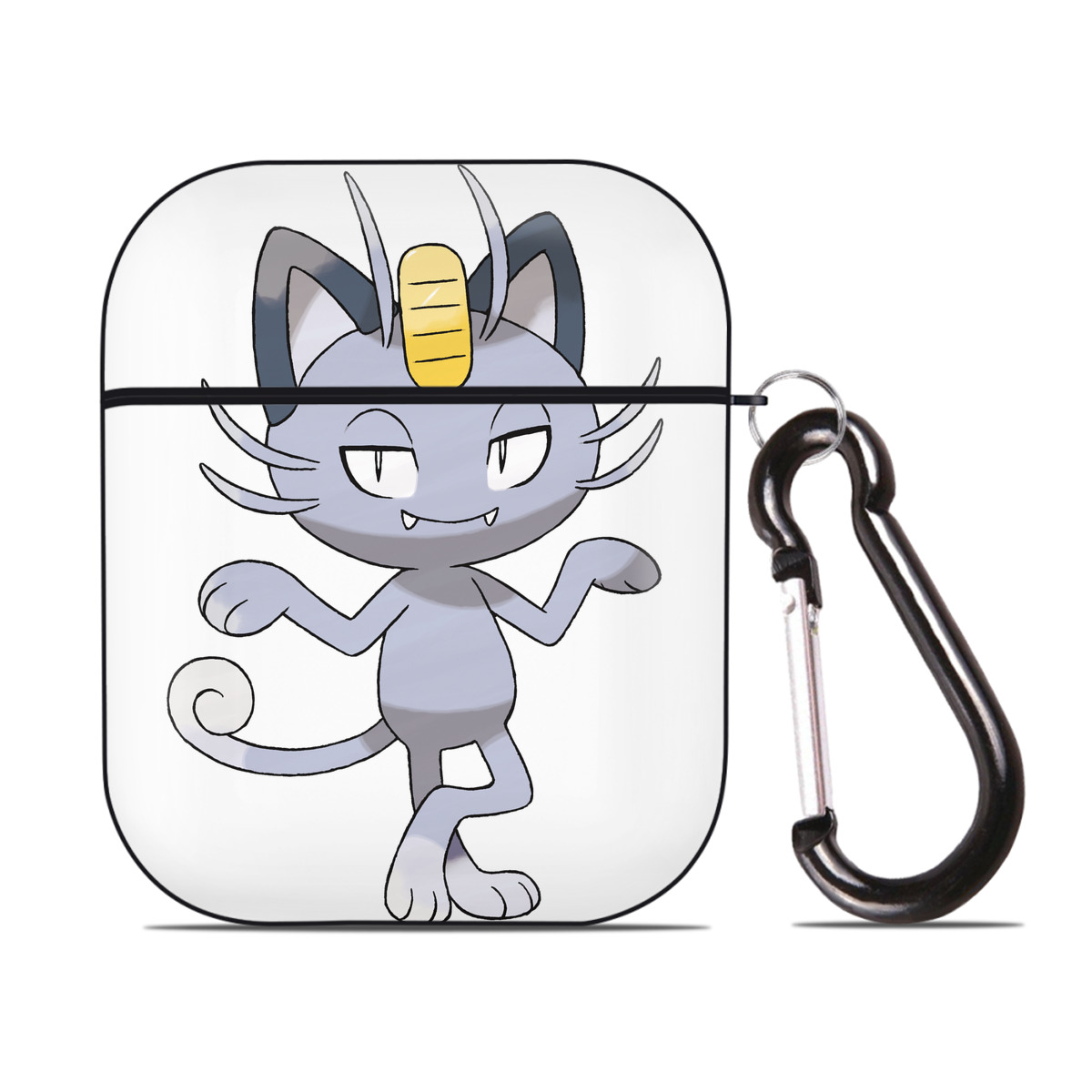 （画像用） ポケットモンスター Pokémon AirPods 第2世代保護ケース ハードシェル ブラック 耐衝撃・防指紋・カラビナ付き